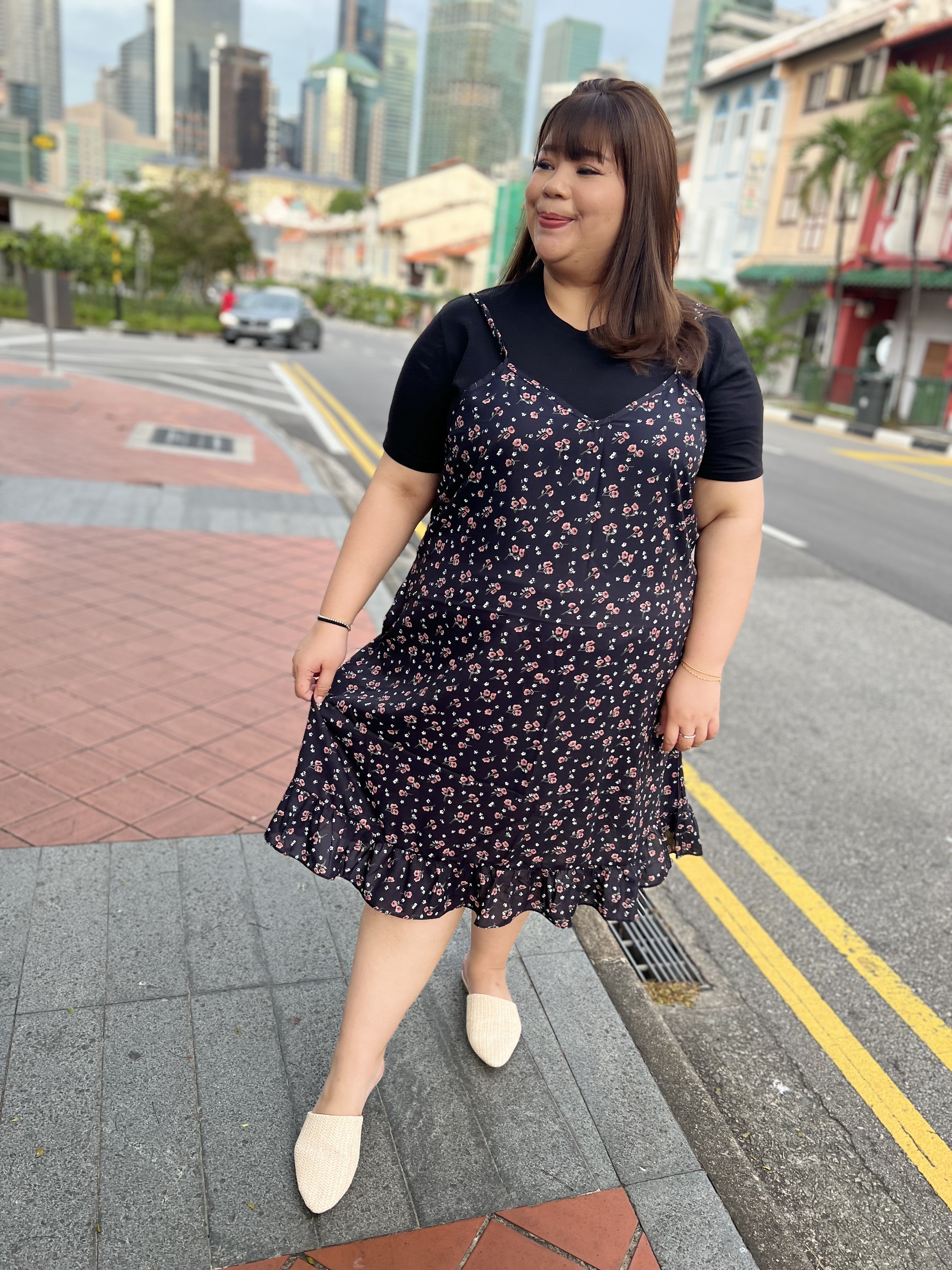 Love+ Sophia Black Floral  2-Pc Set Dress | Plus Size Dress