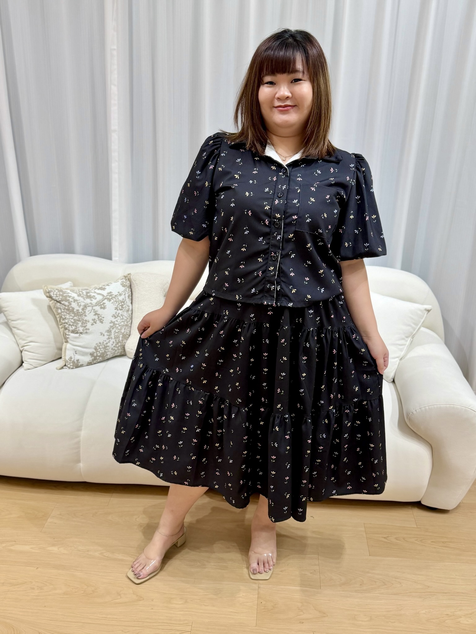 Bzu Floral Button Shirt Set | Plus Size Set