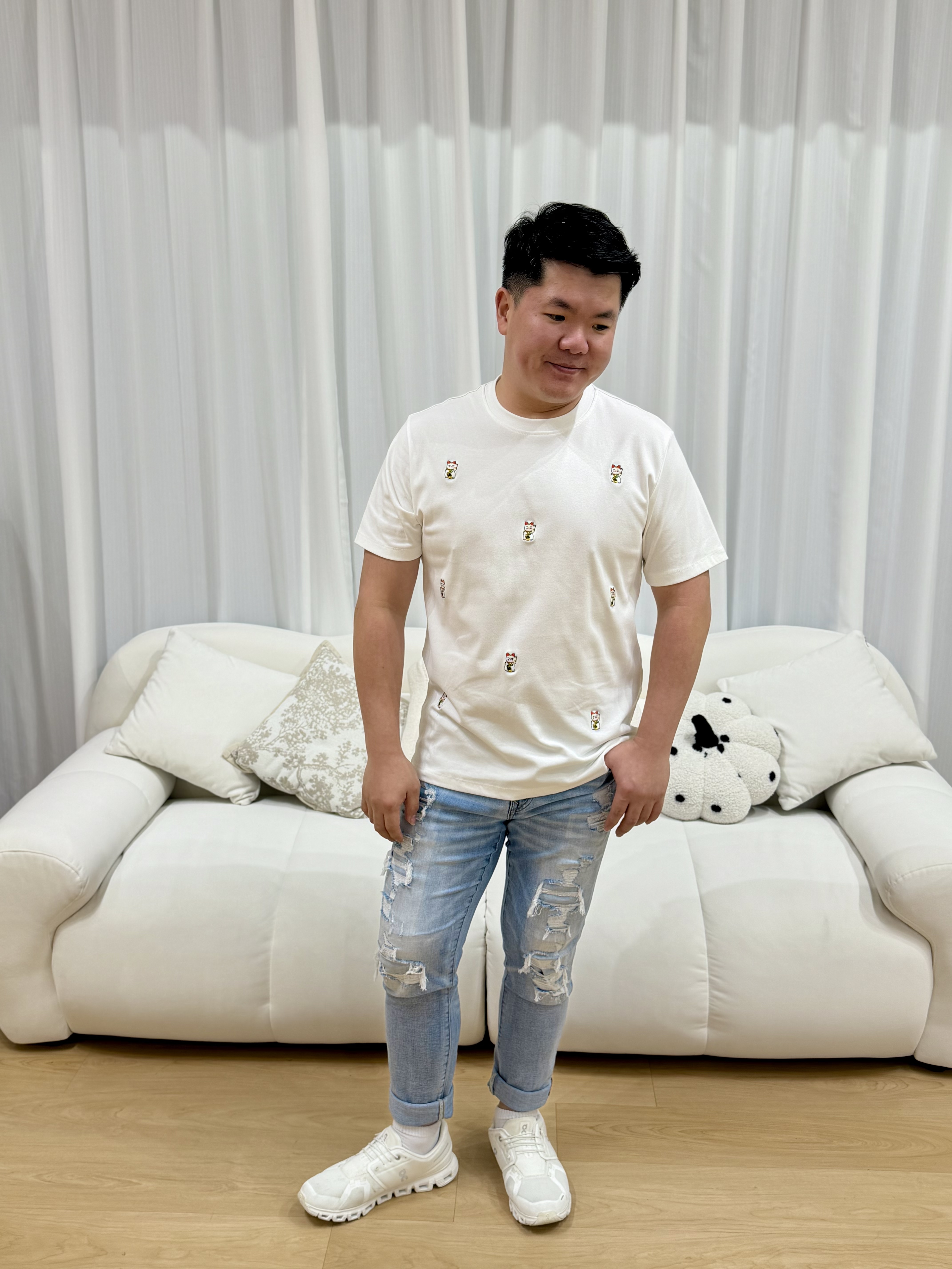 Love+ (Multiple) Maneki-Neko Cat Unisex Premium Cotton Top | Plus Size Top