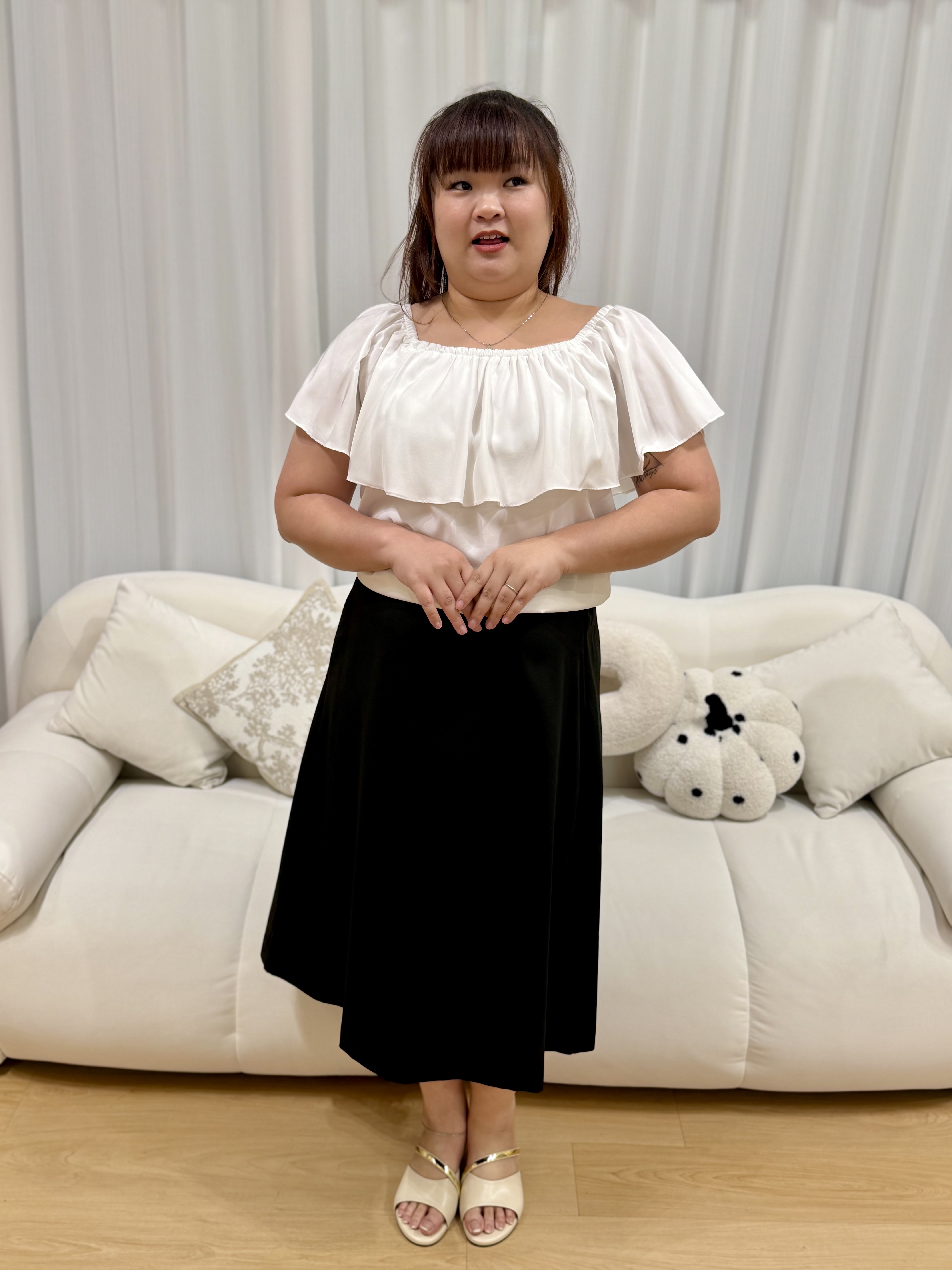 Love+ Solid Ruffle O/S 3-Way Top | Plus Size Top