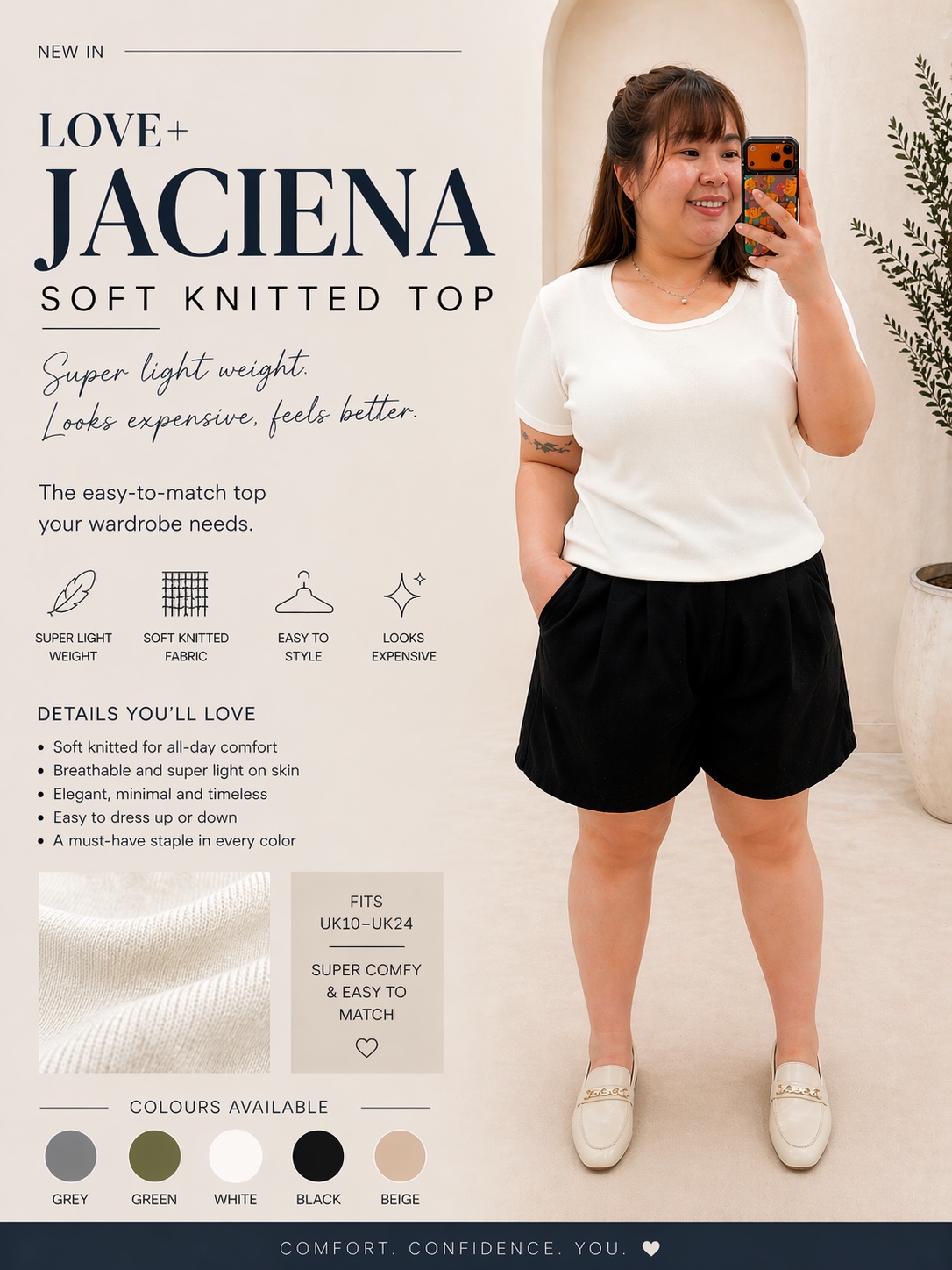 Love+ Jaciena Soft Knitted Top | Plus Size Knitted Top