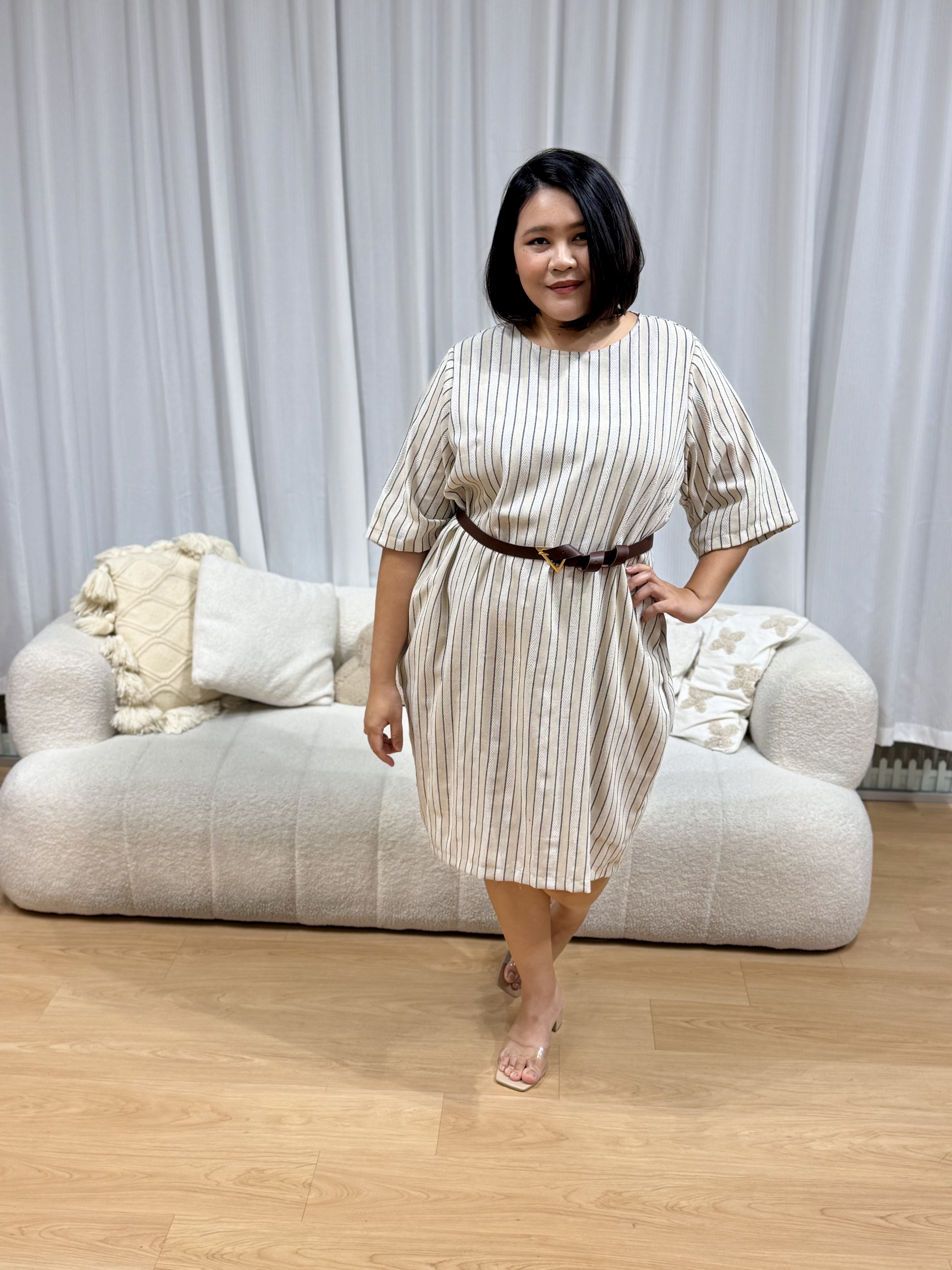 Berlina Beige Premium Dress |Plus Size Dress