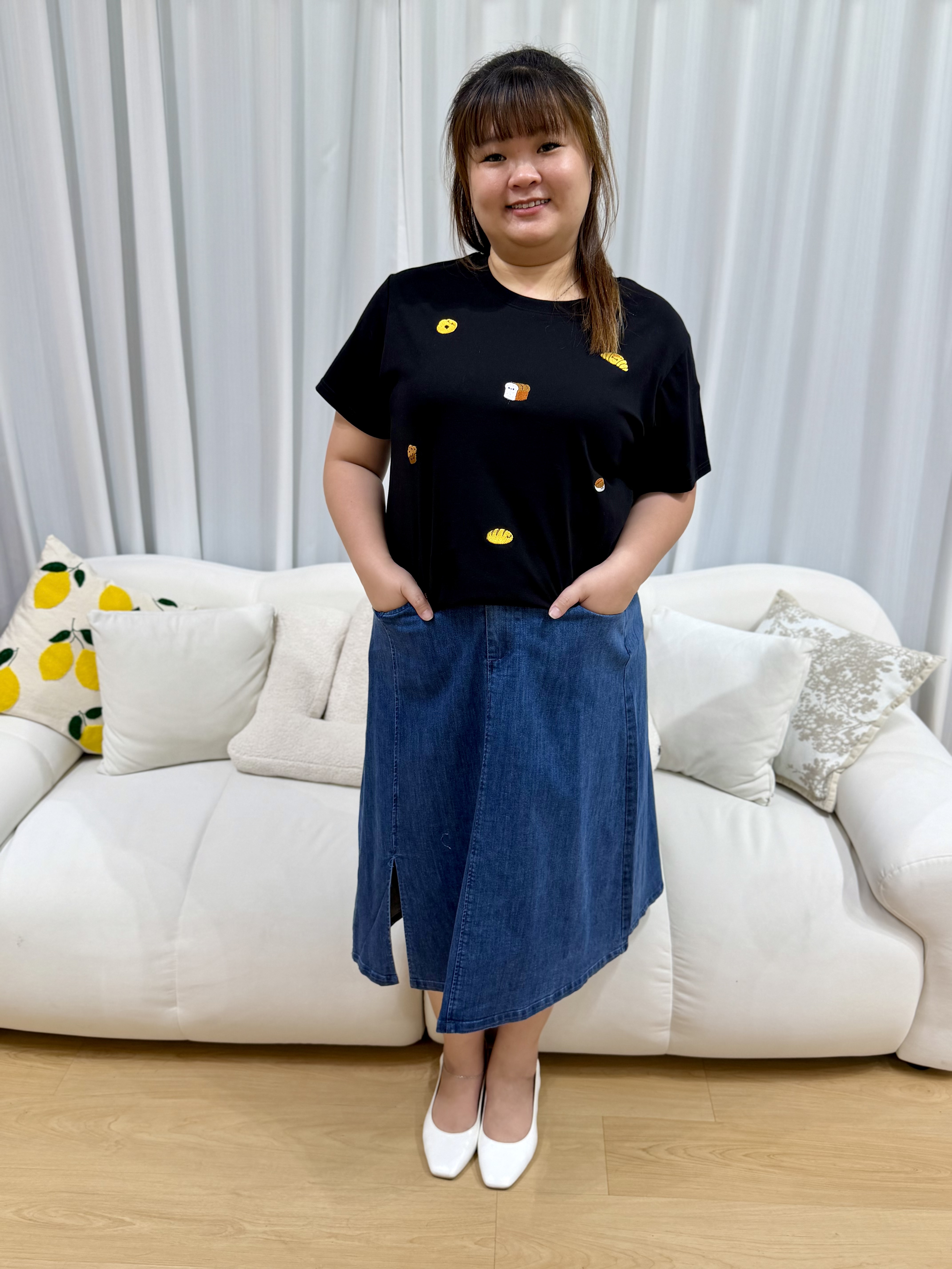 Love+ Tania Slit Denim Skirt #1860 | Plus Size Skirt