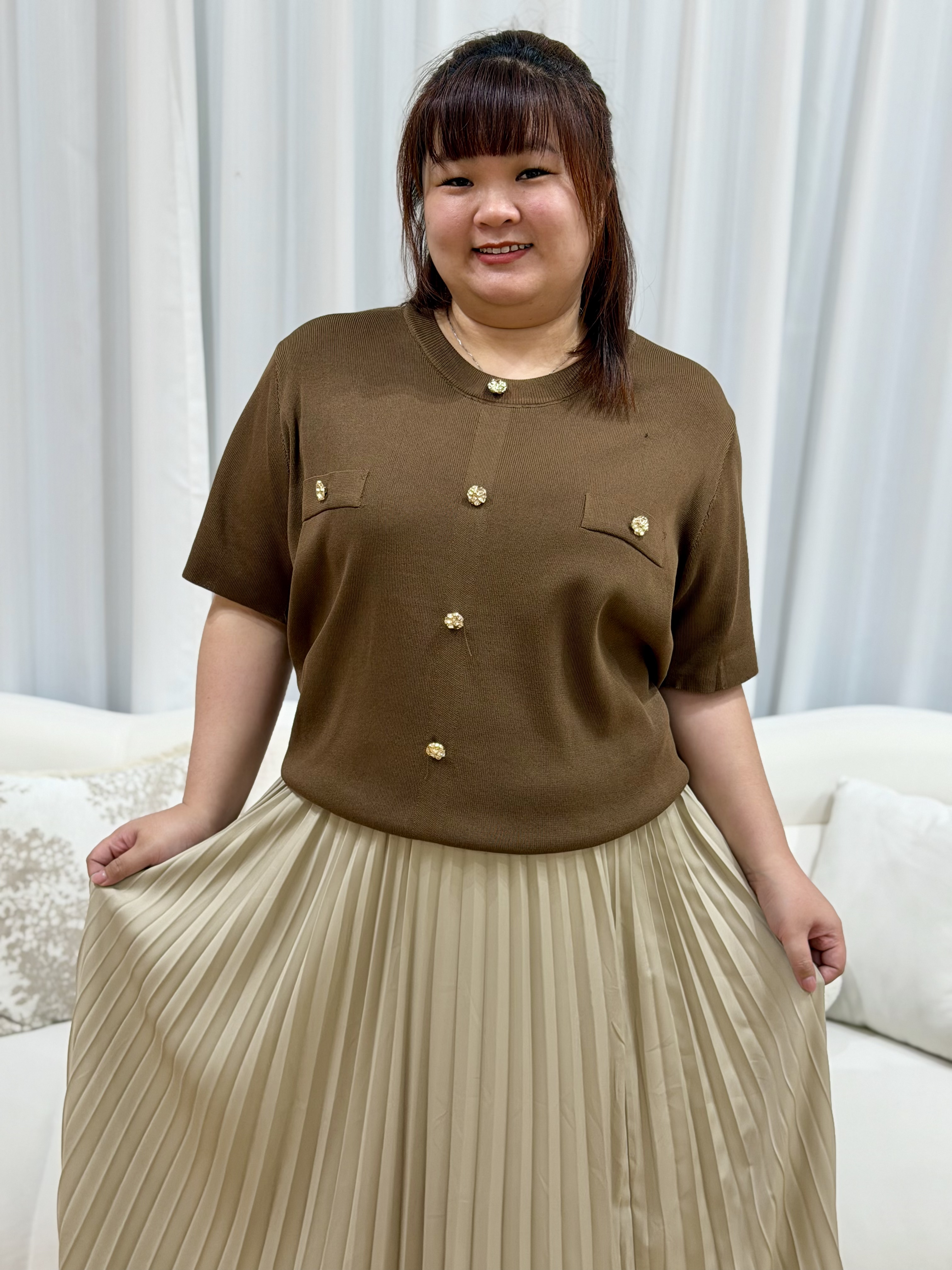 Golden Pebble Knitted Top | Plus Size Top