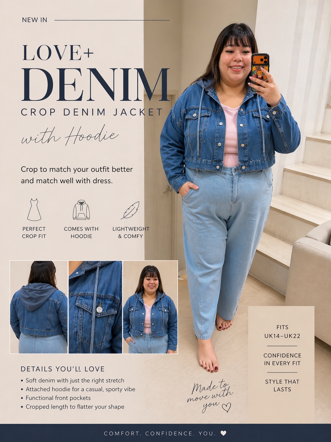 Love+ Denim Crop Jacket  #20743 | Plus Size Denim Jacket