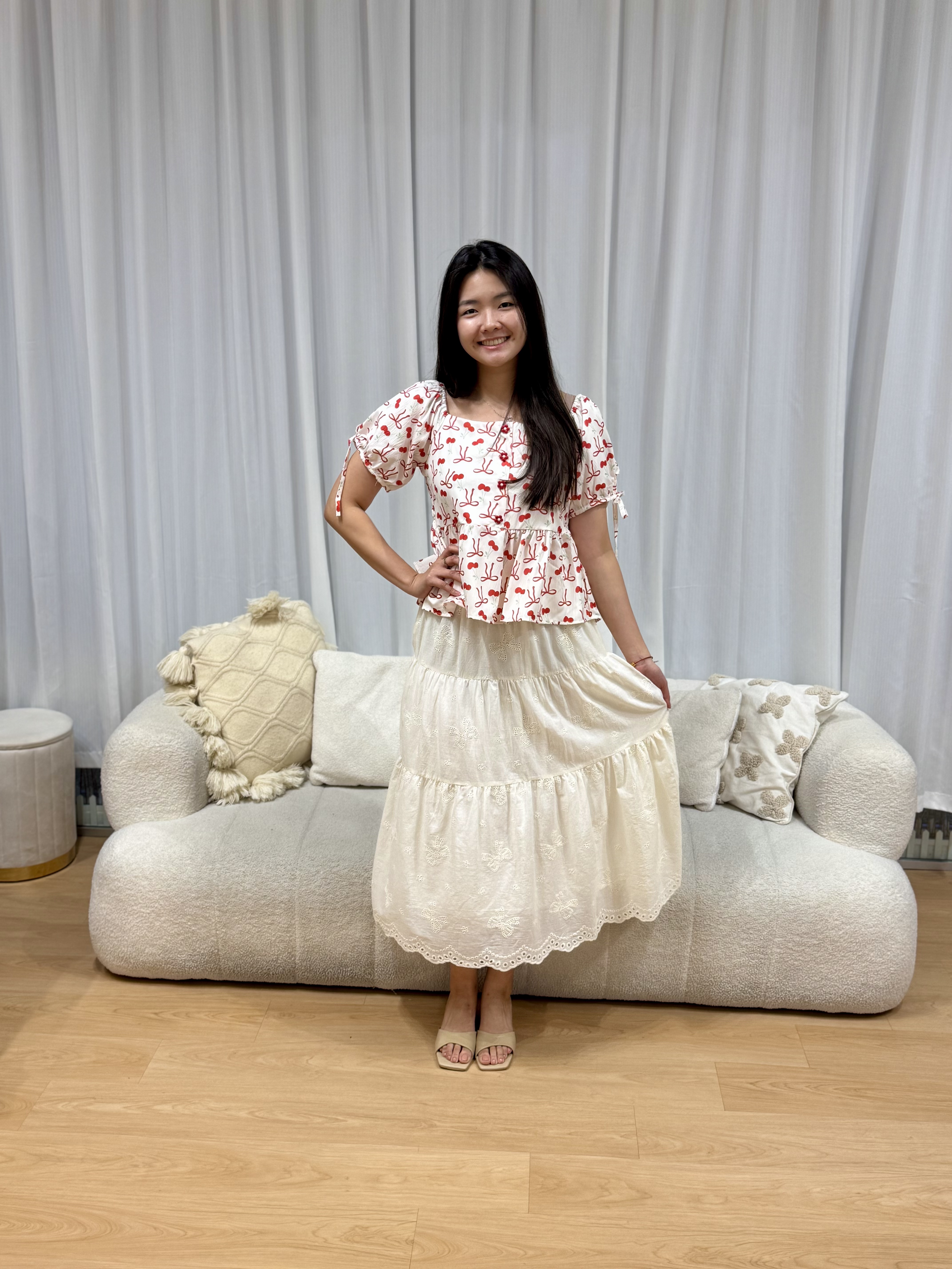 Tiara Duo Ribbon Cherry Top | Plus Size Top