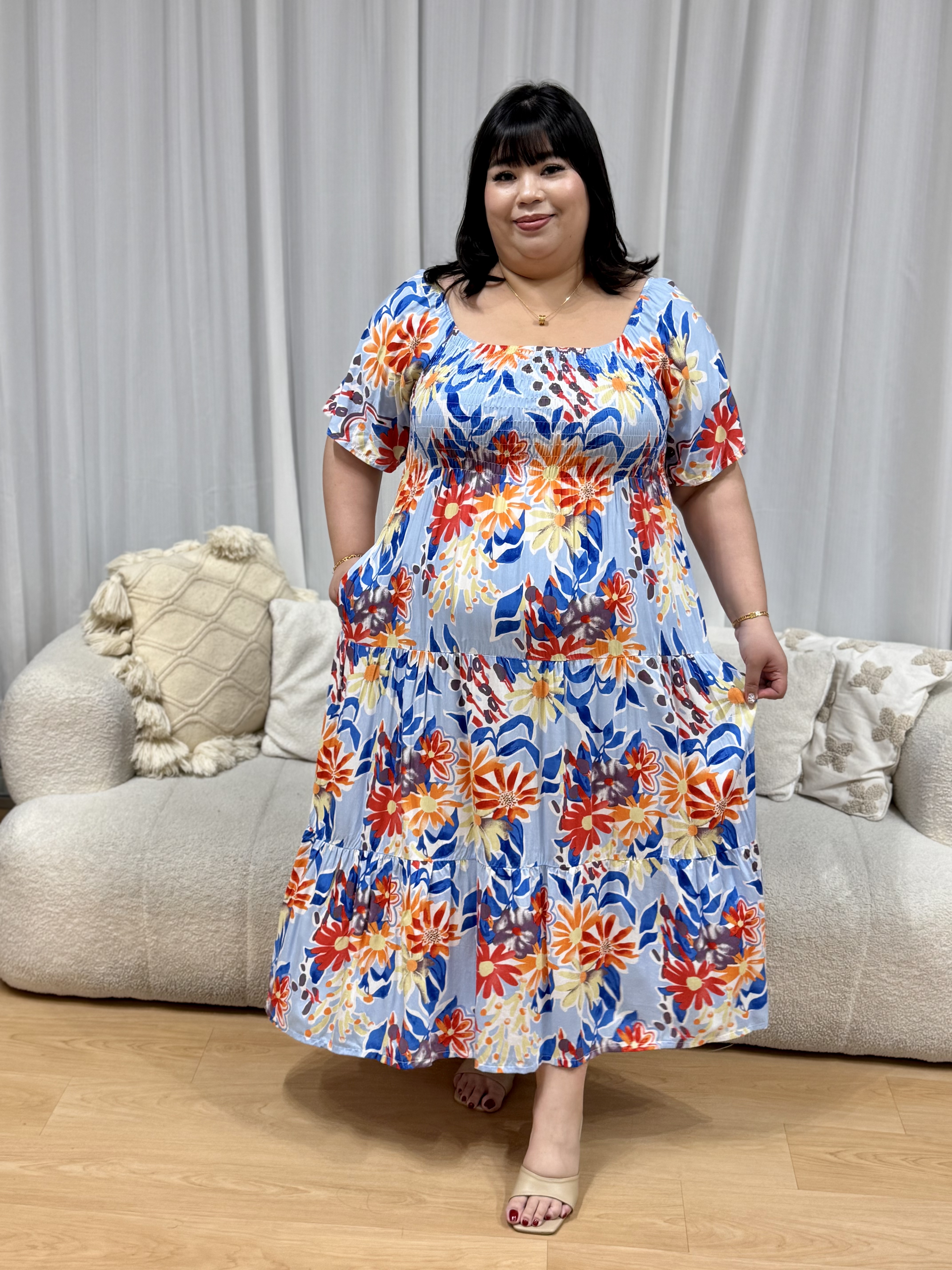 Hanna Hawaii Rayon Smock Maxi Dress | Plus Size Dress