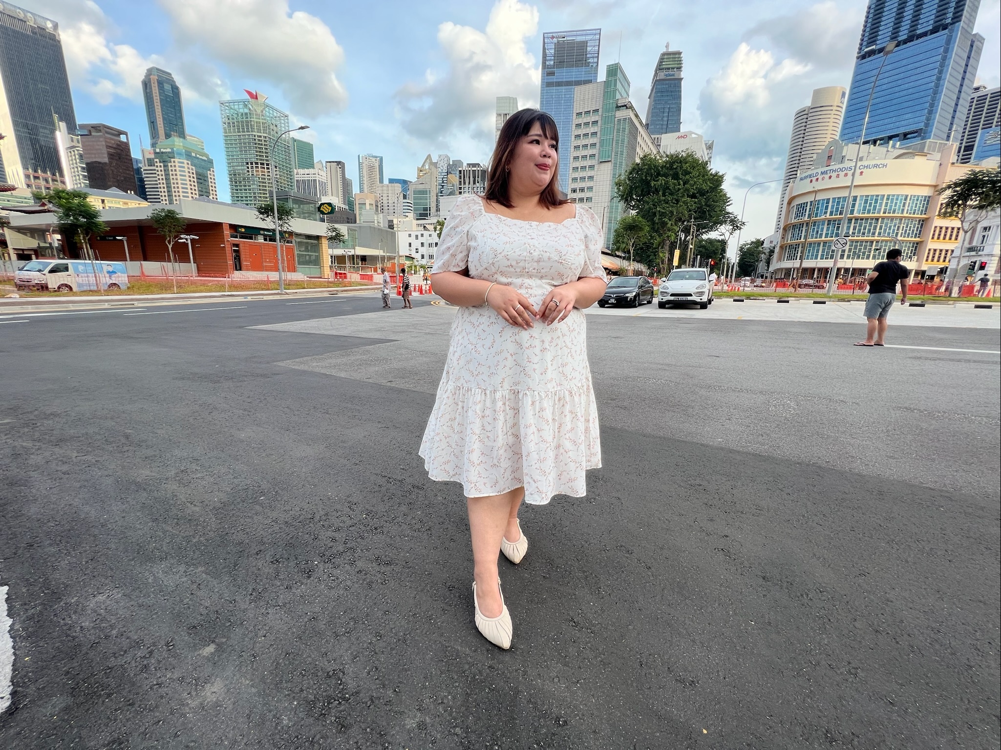 Love+ Georginia White Floral Dress | Plus Size Dress Singapore