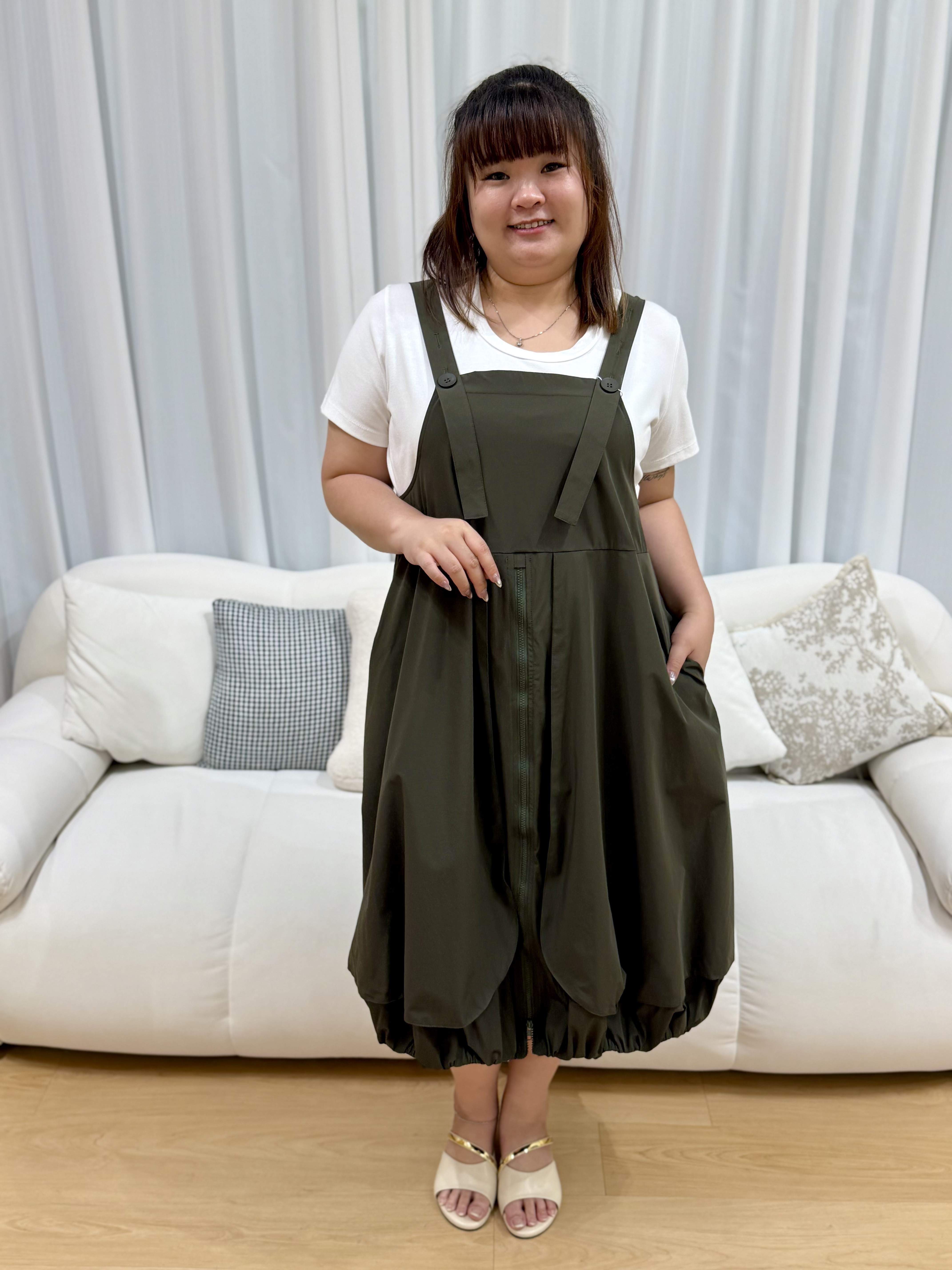 Bubble Zipper Parachute Pinafore Dress | Plus Size Pinafore Dress