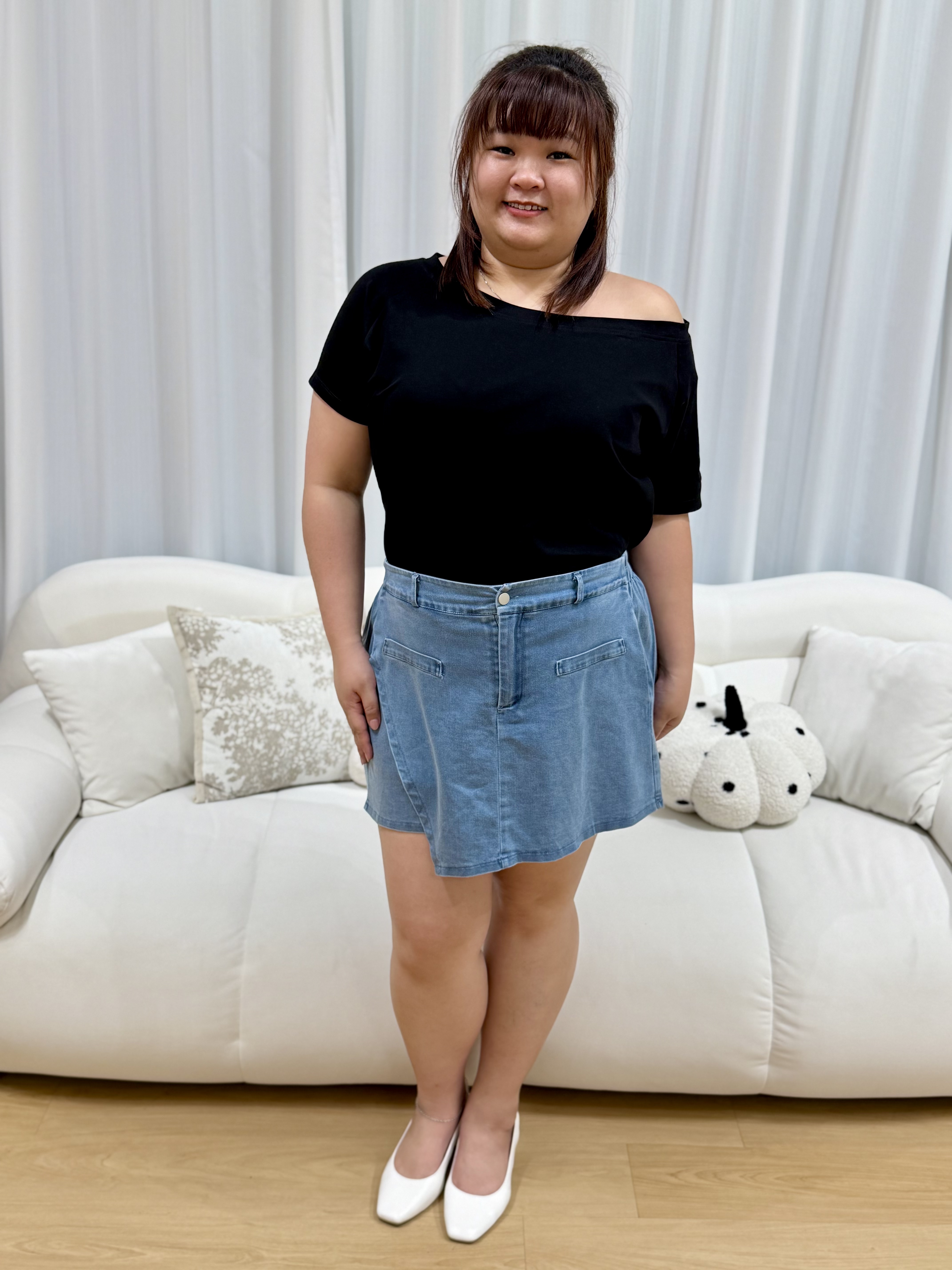 Love+ Luna Triangle CloudFit Jeans Skorts | Plus Size Skorts