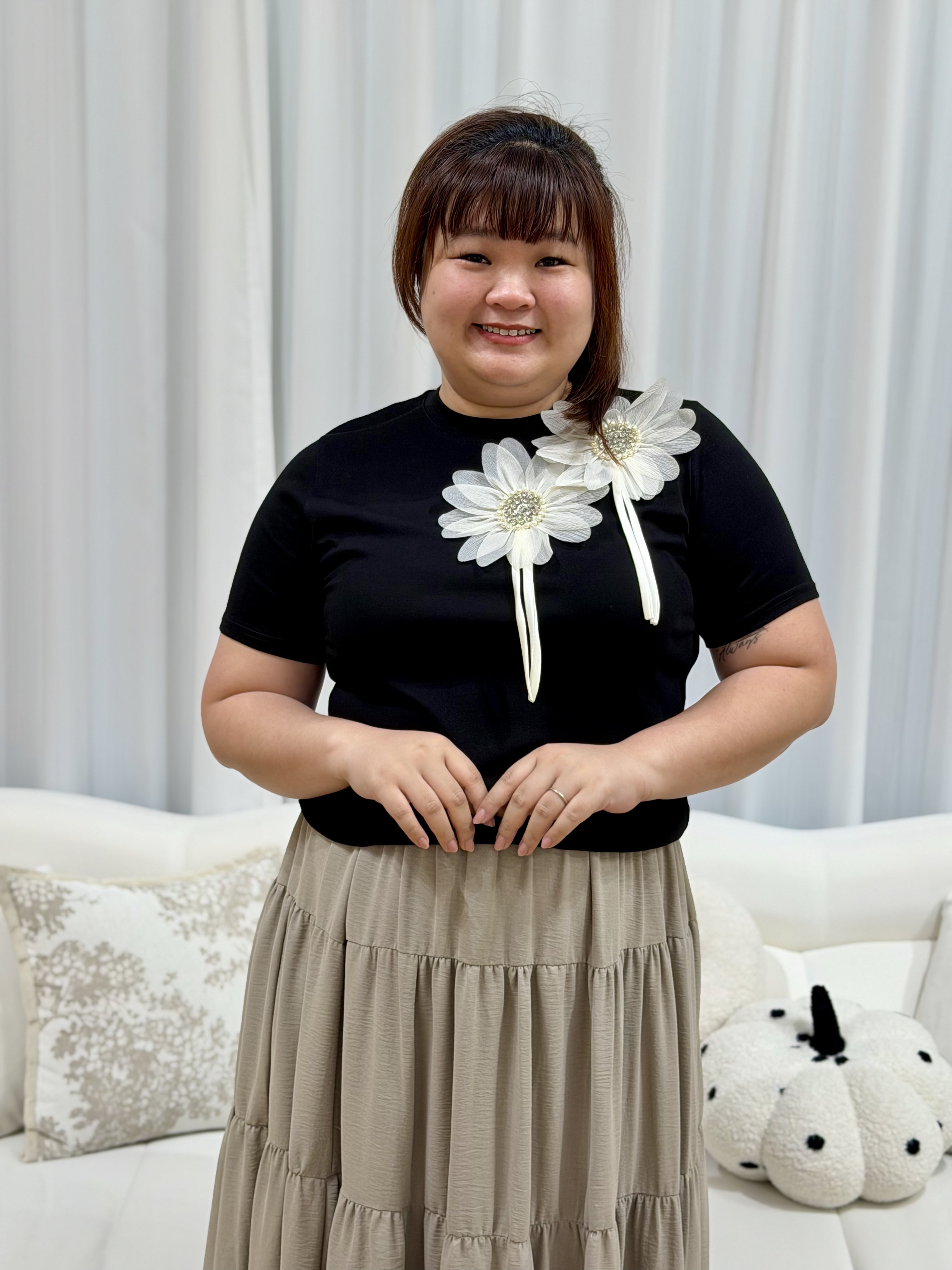 Blooming Chiffon Flower Top | Plus Size Top