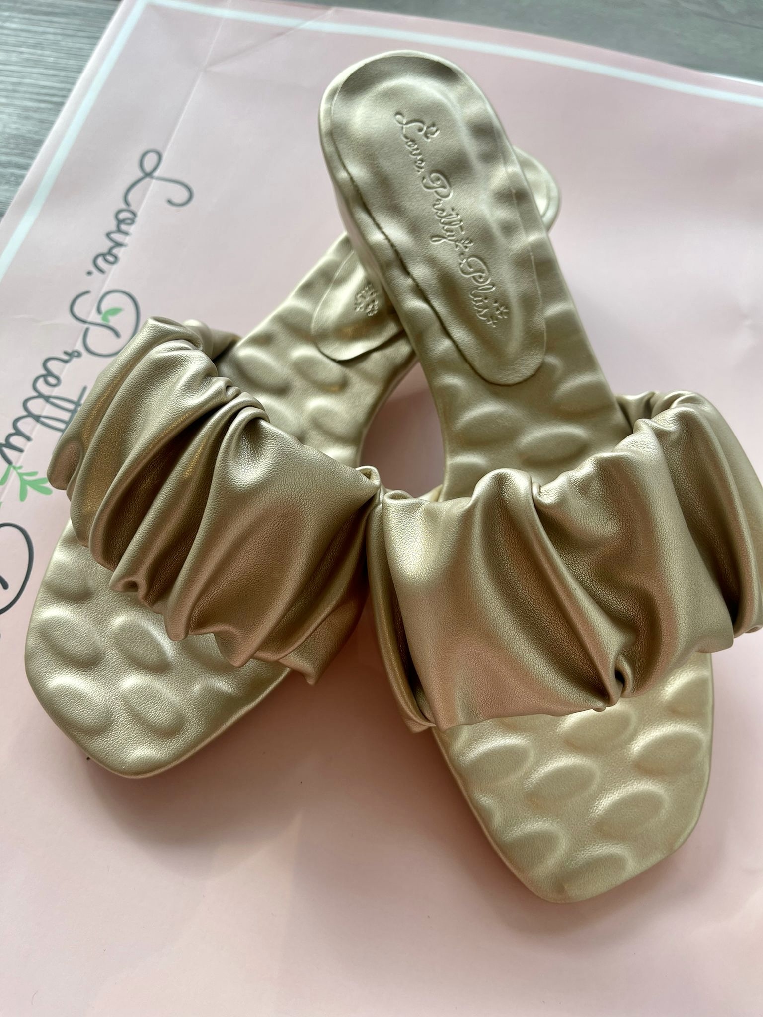 Love+ Gemma Gold Scrunchy Kitten Heels |32203| Plus Size Shoes