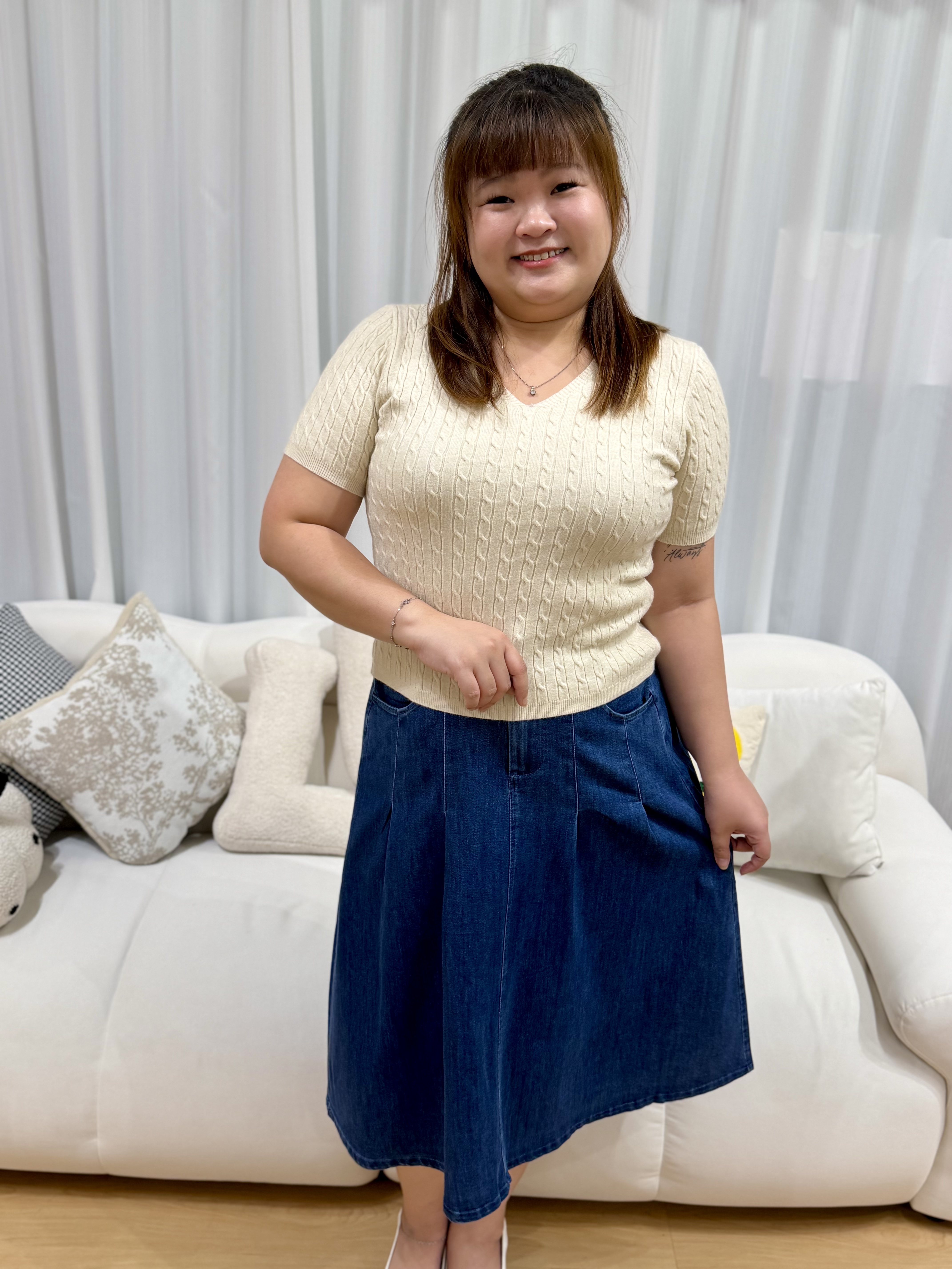 Love+ Mia Mirror-Slim Denim Skirt #1869 | Plus Size Skirt
