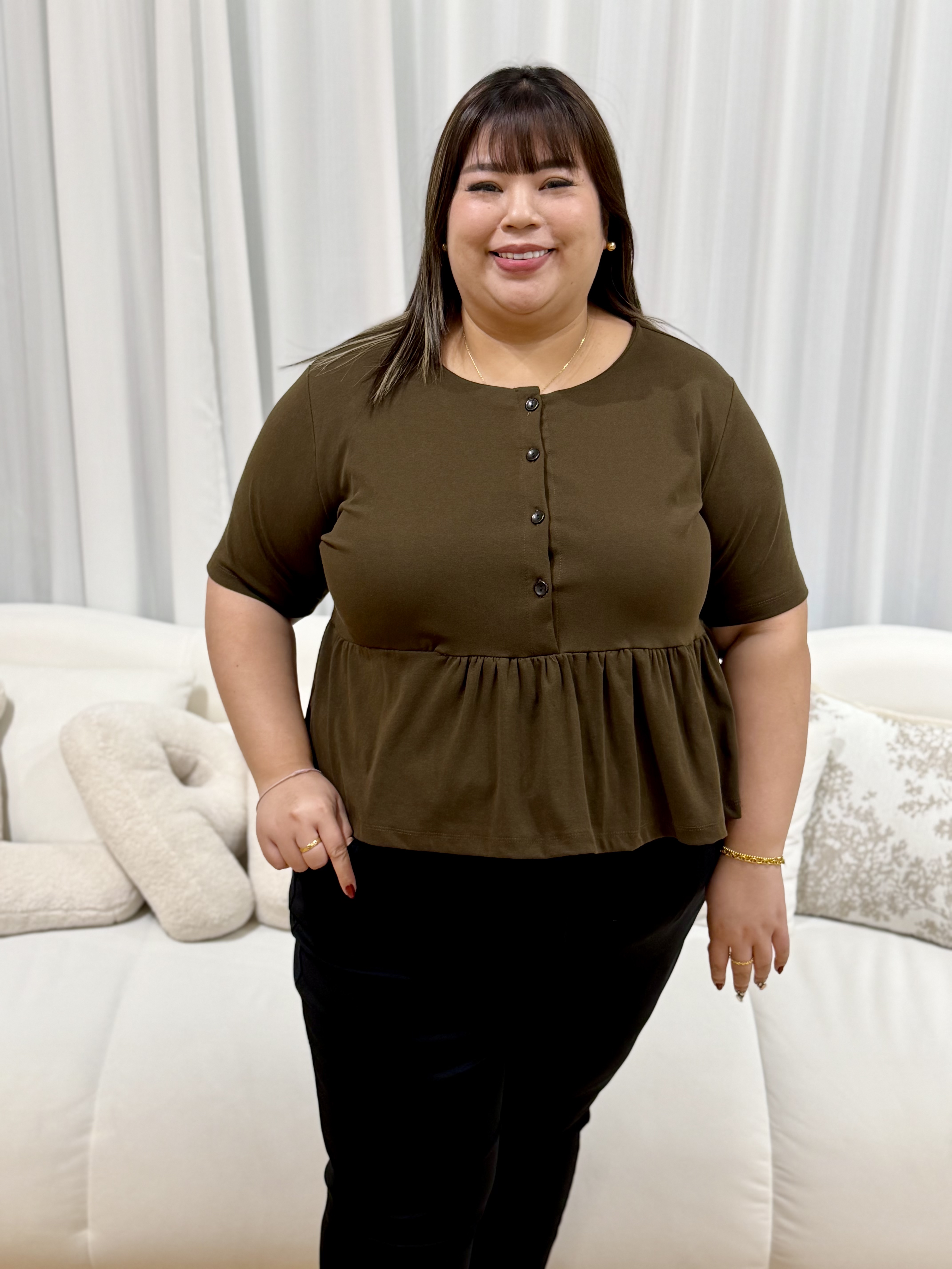 Kathleen Premium Pelplum Cotton Top | Plus Size Top