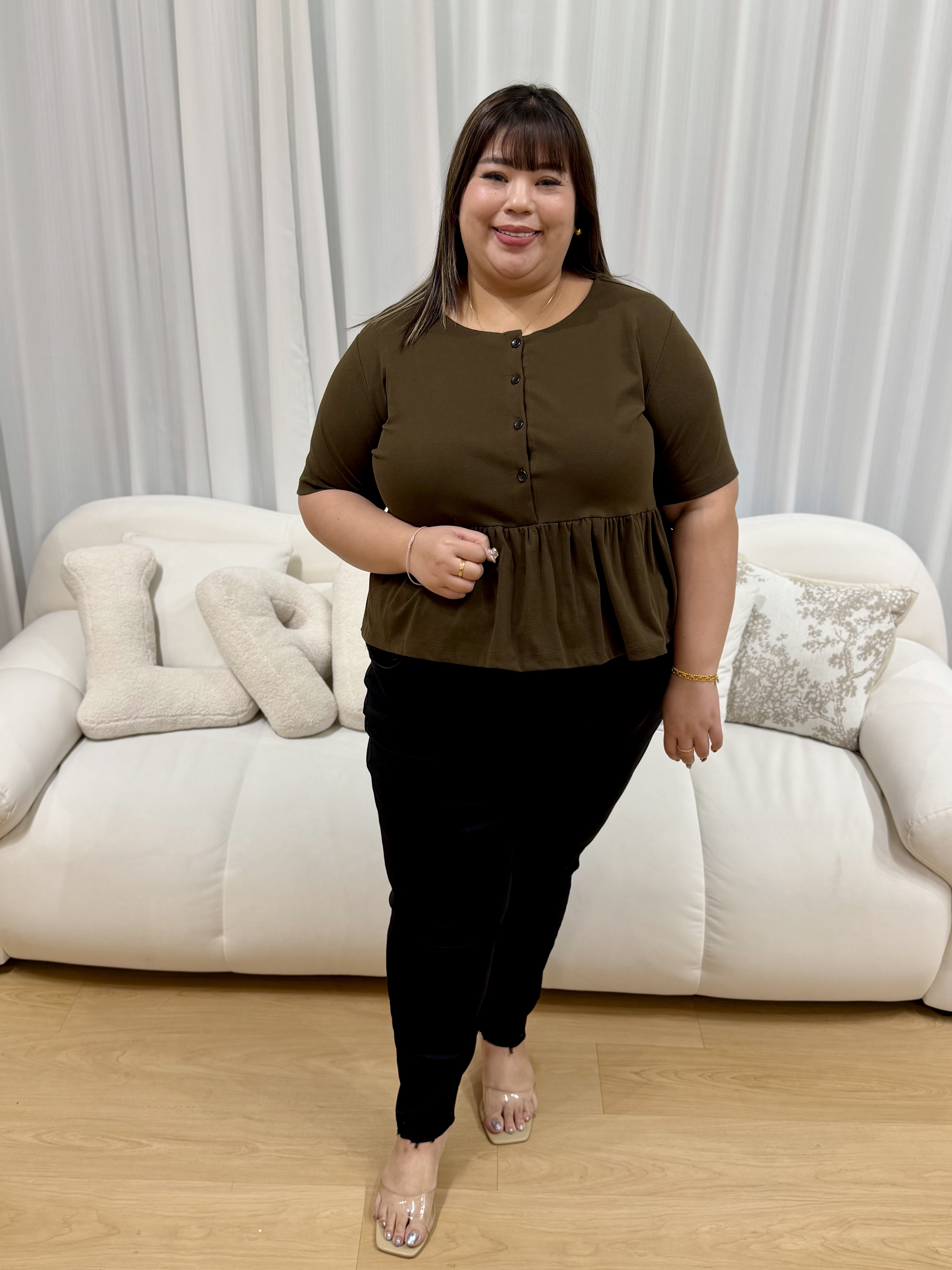 Kathleen Premium Pelplum Cotton Top | Plus Size Top