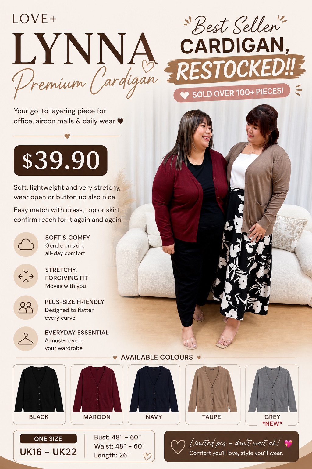 Love+ Lynna Premium Cardigan | Plus Size Cardigan