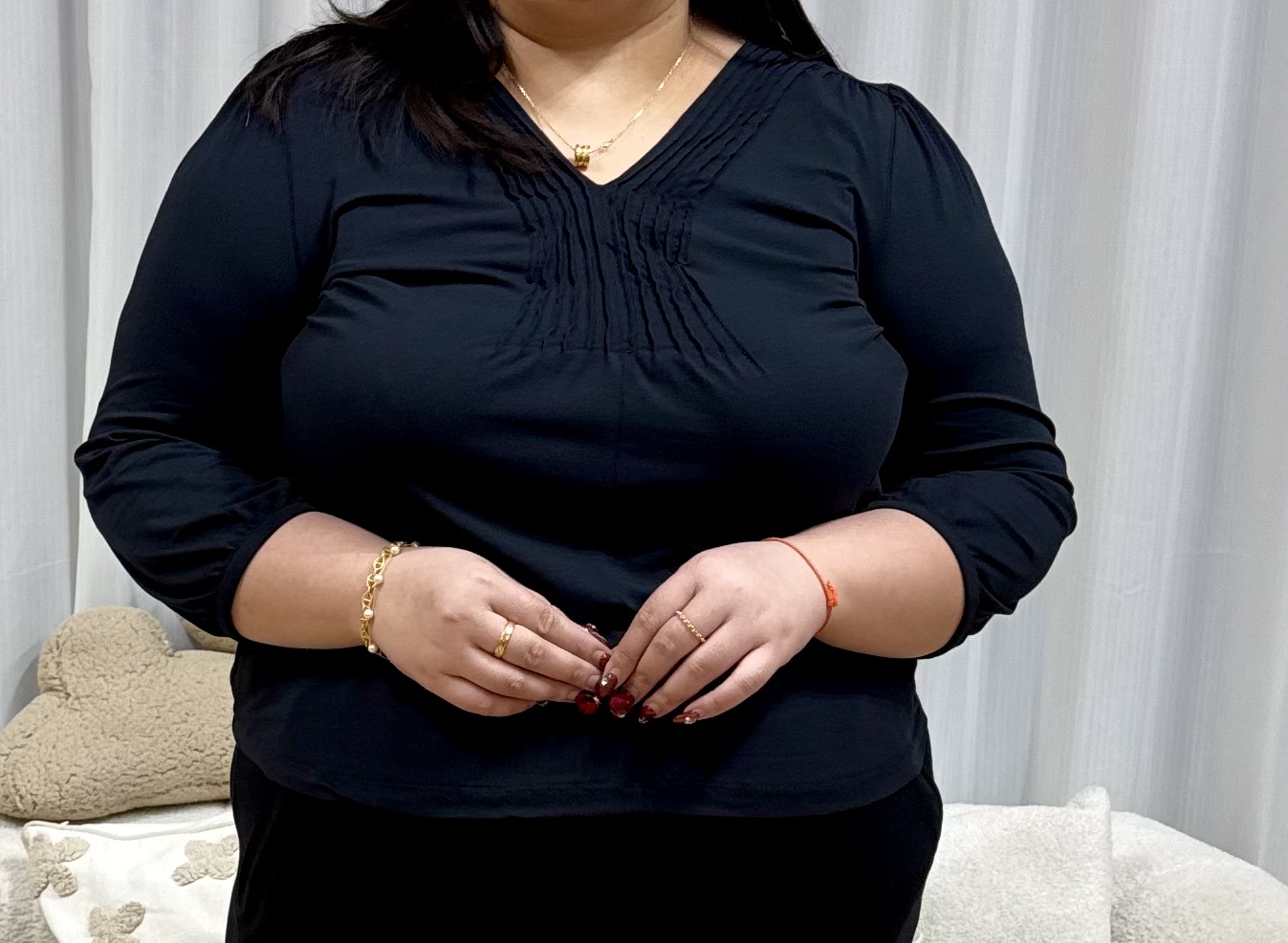 V Lands 3/4 Sleeve Top | Plus Size Top