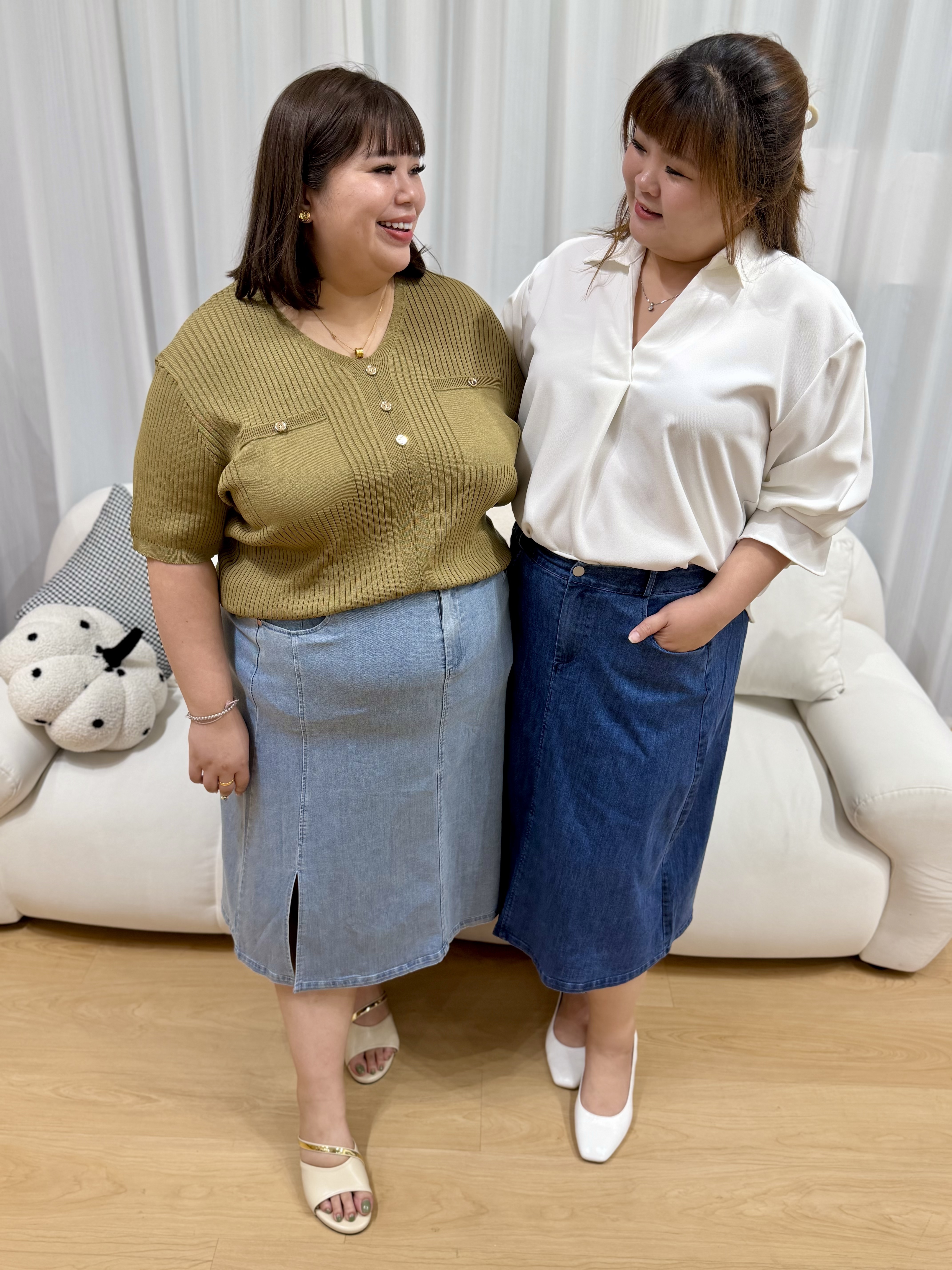 Love+ Tania Slit Denim Skirt #1860 | Plus Size Skirt