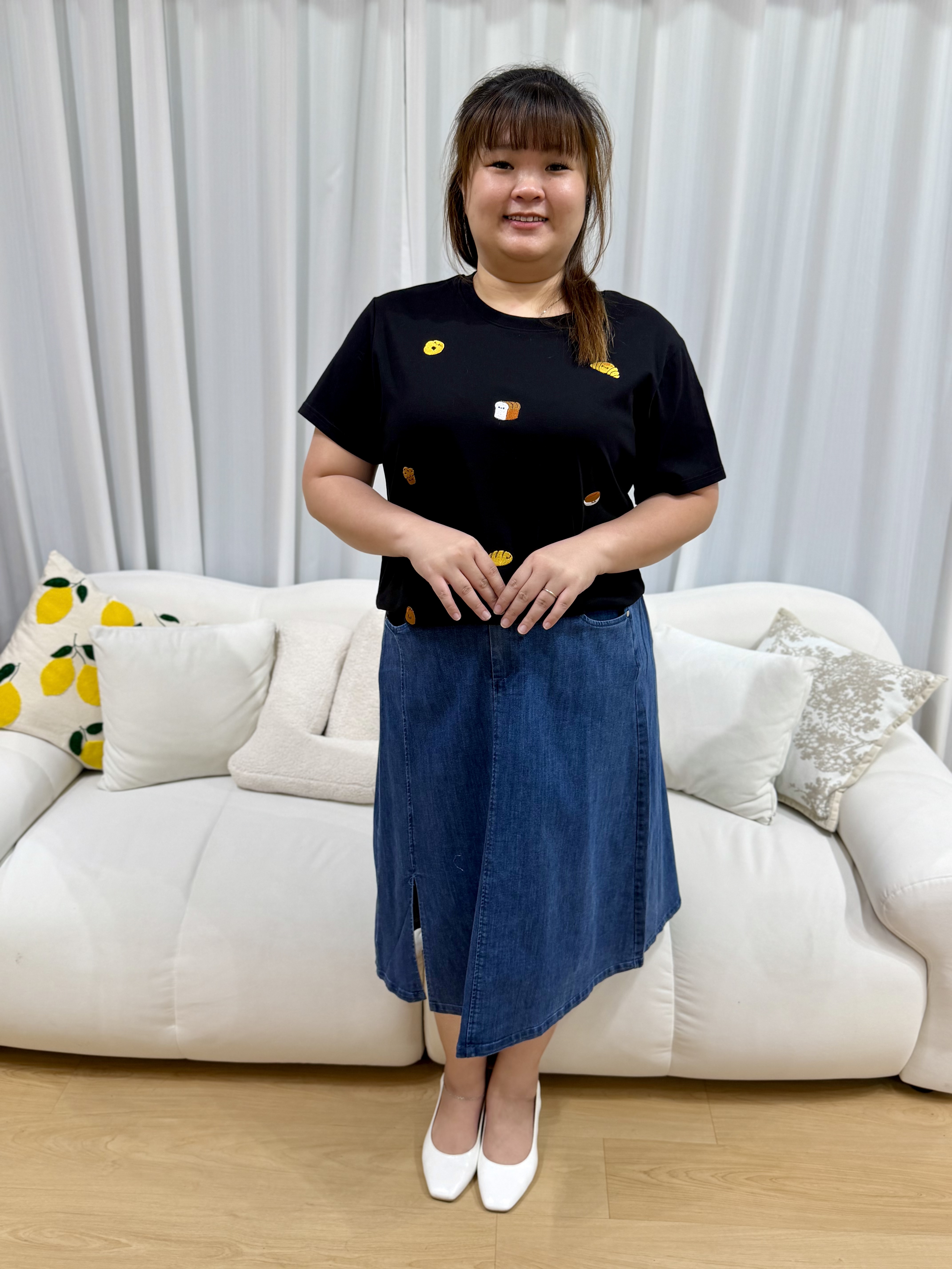 Love+ Tania Slit Denim Skirt #1860 | Plus Size Skirt