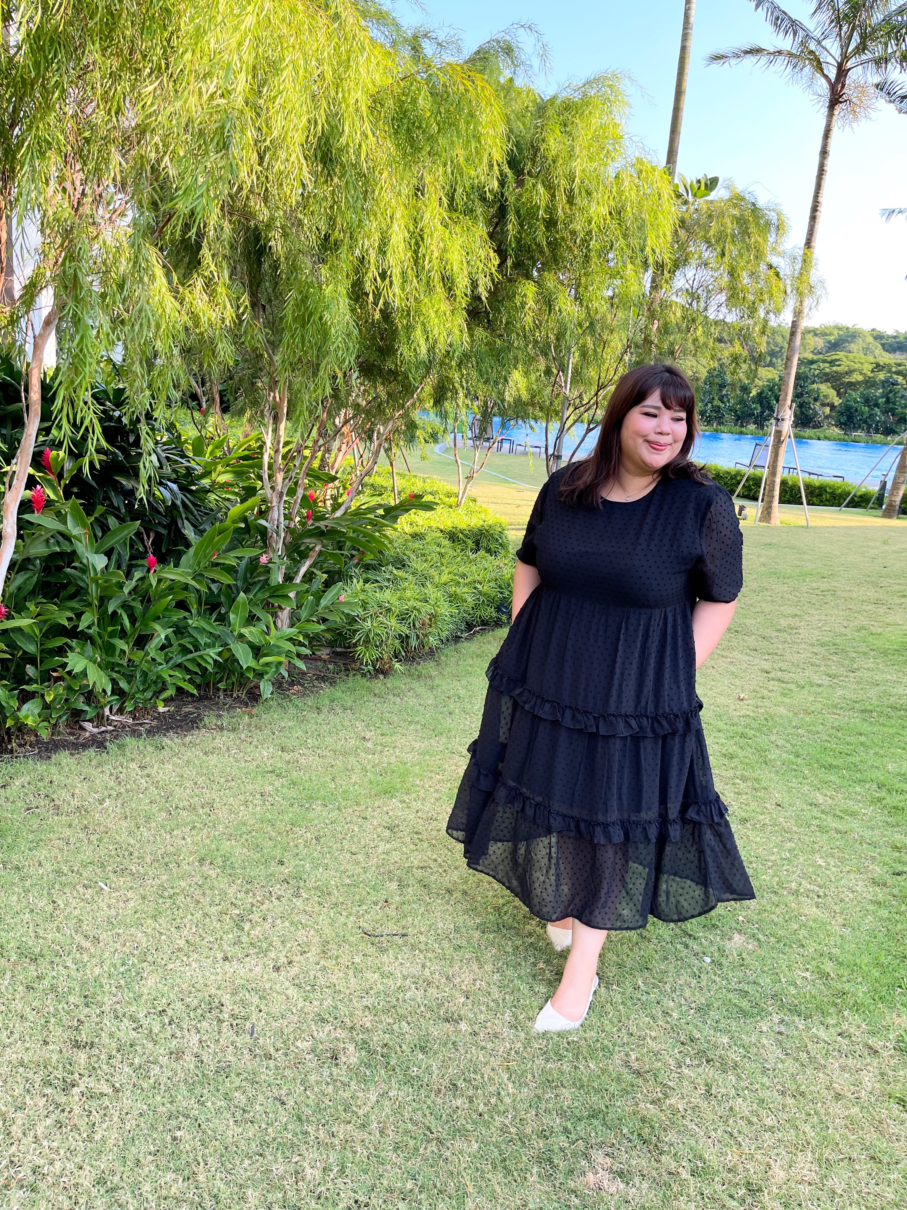Love+ Gracey Black Swiss Maxi Dress | Plus Size Dress Singapore