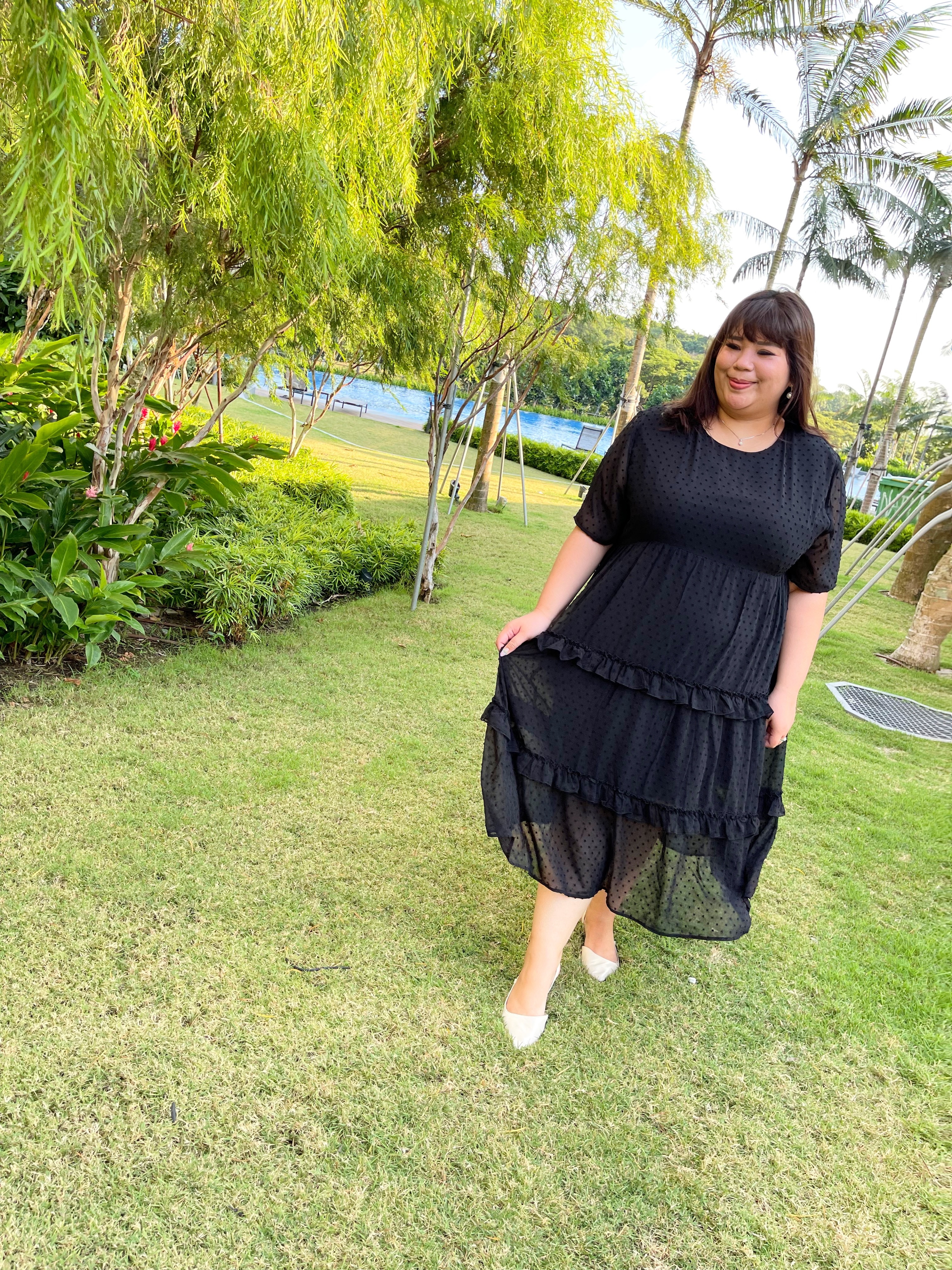 Love+ Gracey Black Swiss Maxi Dress | Plus Size Dress Singapore