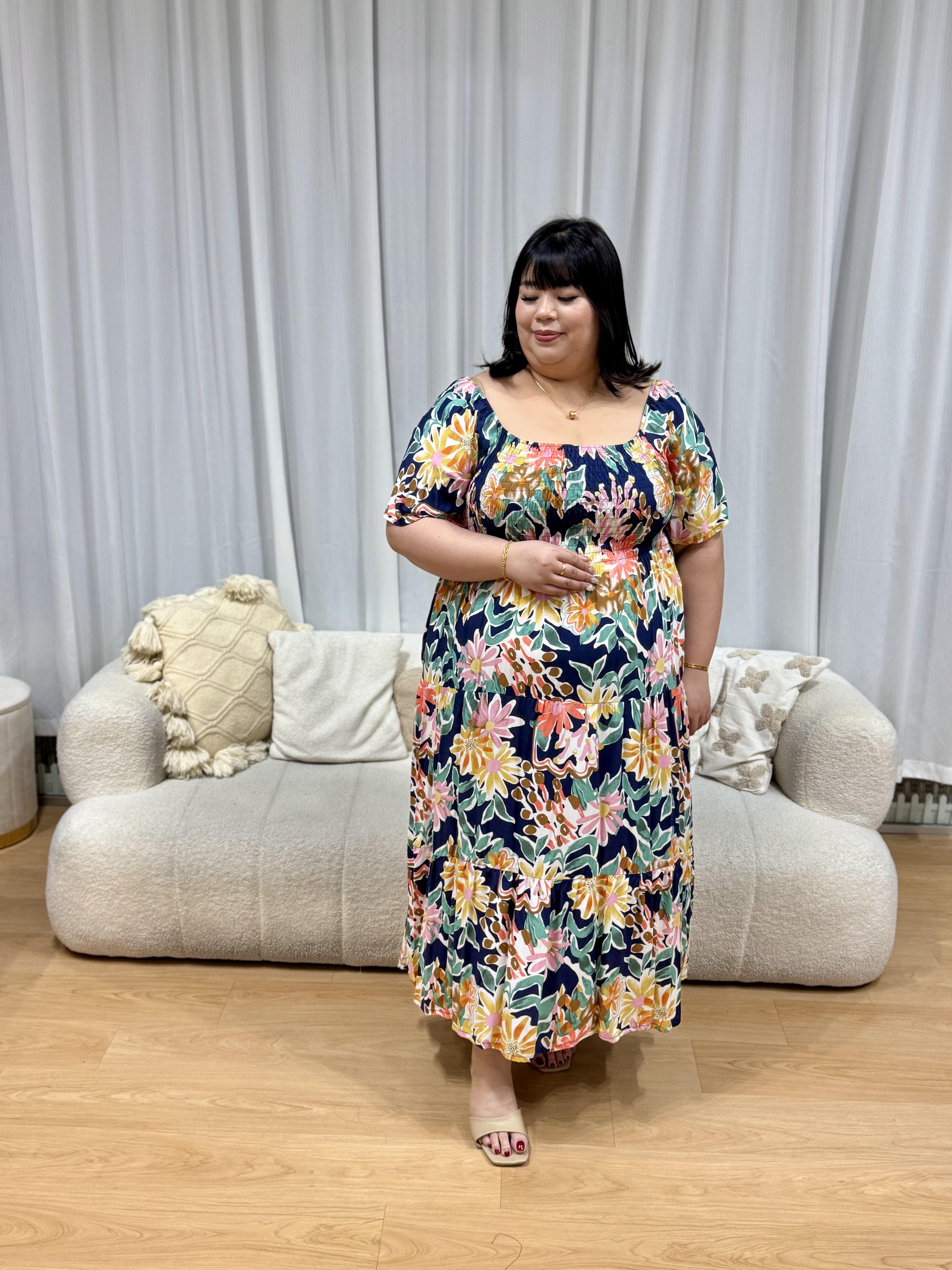 Hanna Hawaii Rayon Smock Maxi Dress | Plus Size Dress