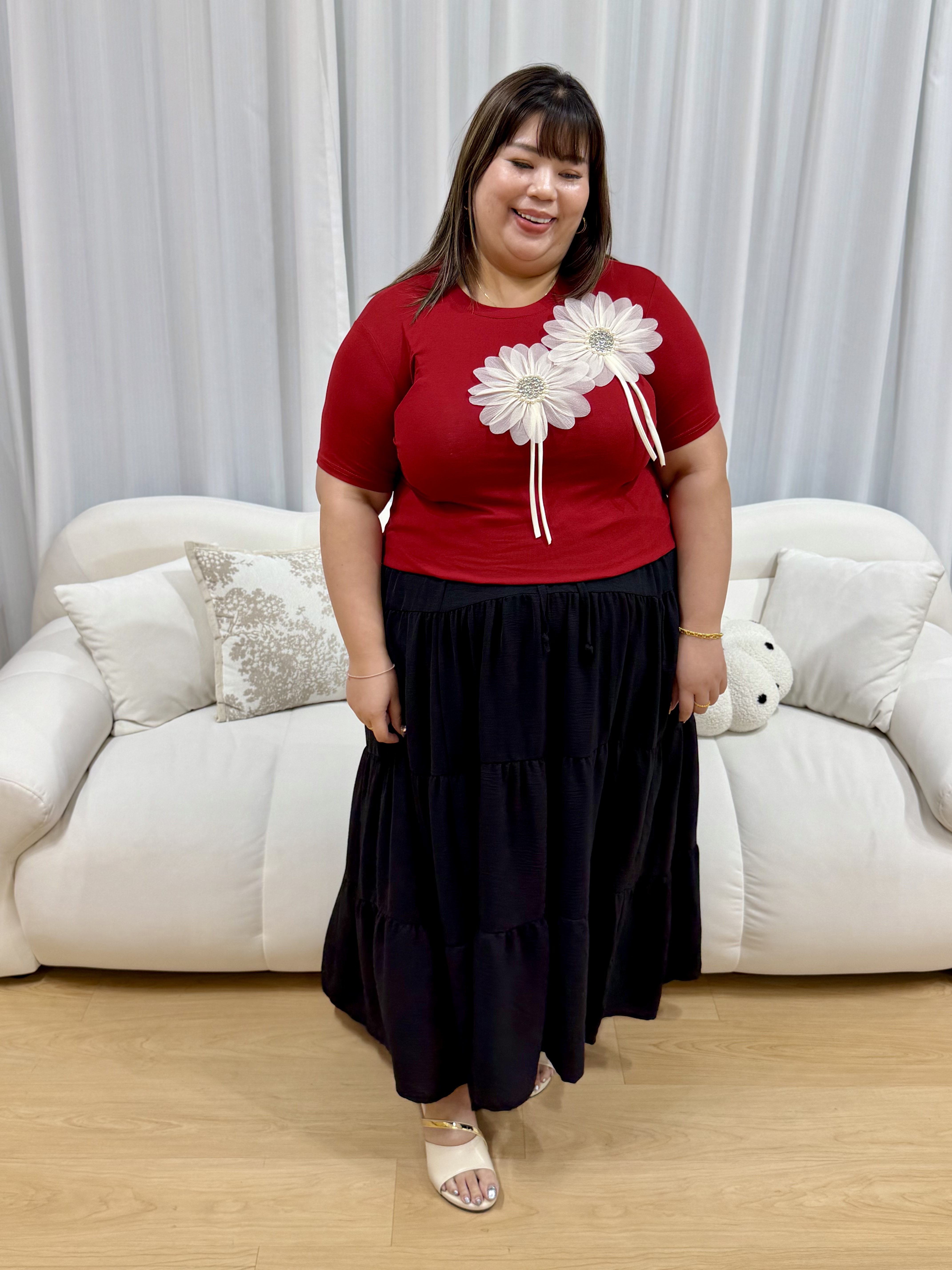 Blooming Chiffon Flower Top | Plus Size Top