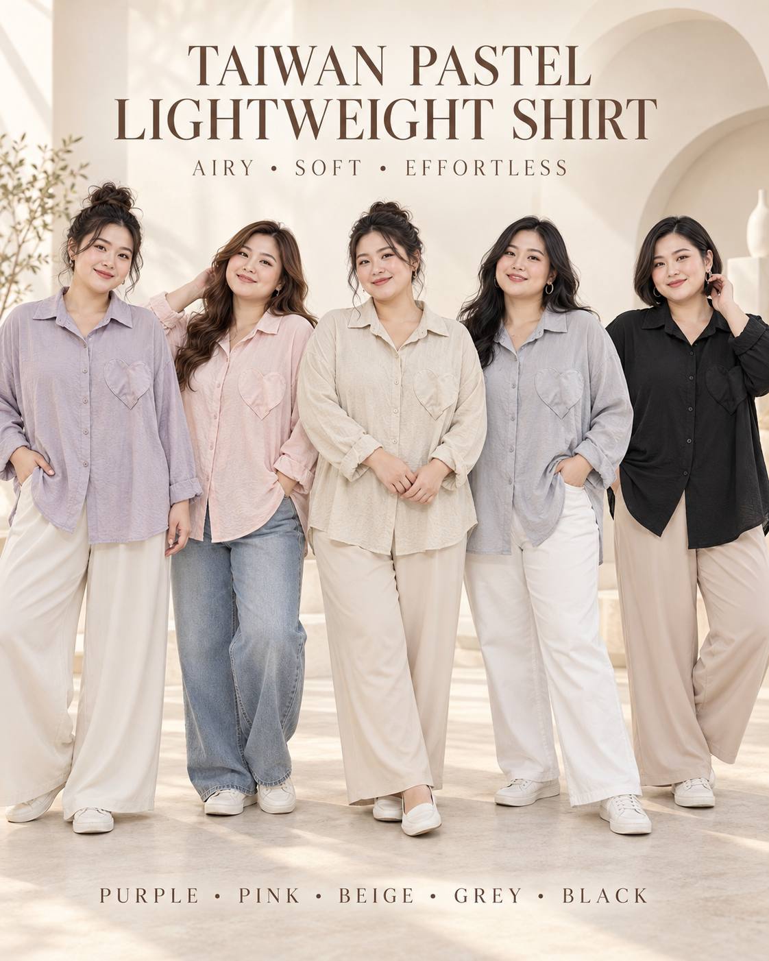 Premium Linen Pastel Lightweight Shirt | Plus Size Top
