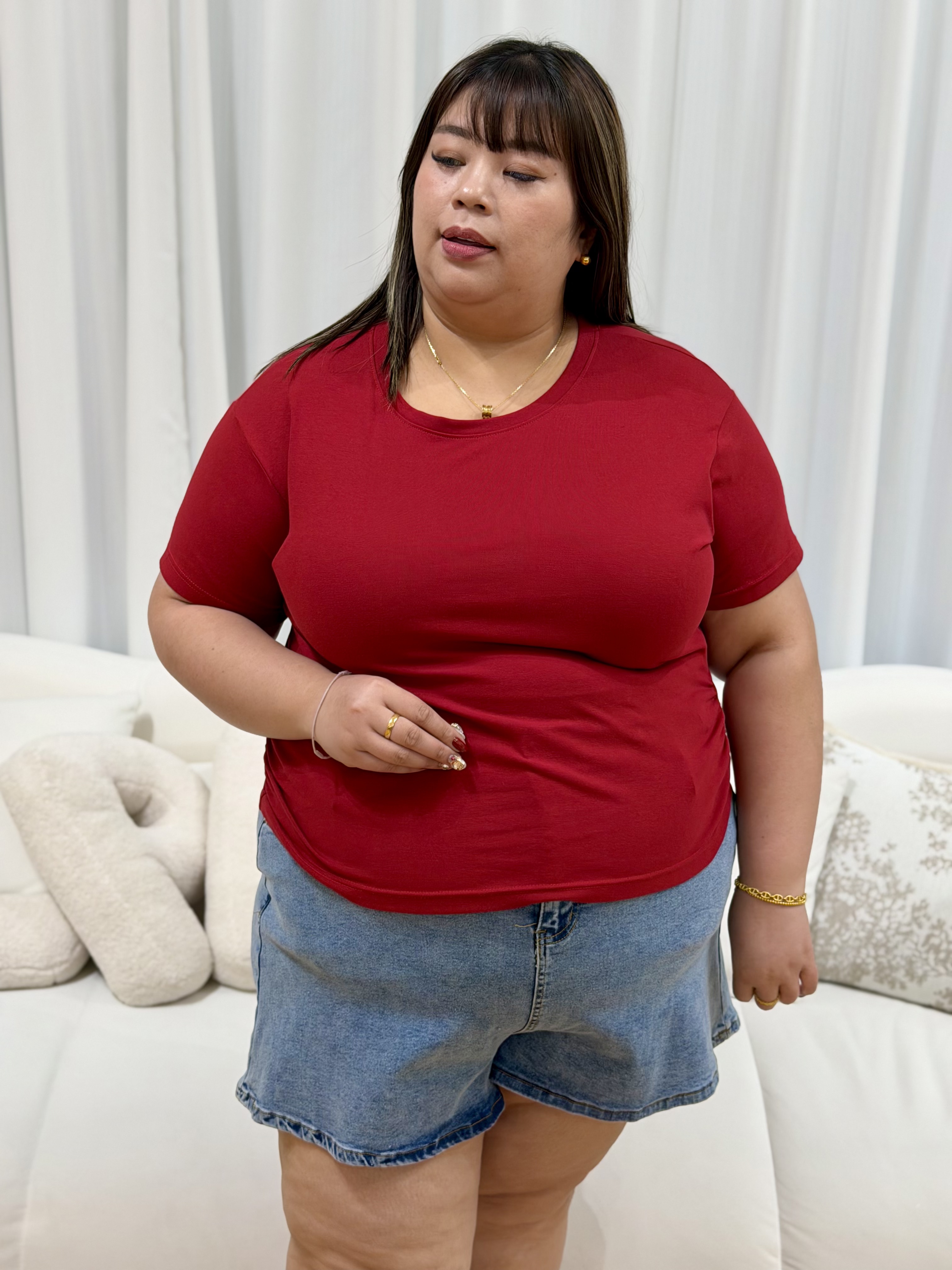 Basic Round Ruching Top | Plus Size Top