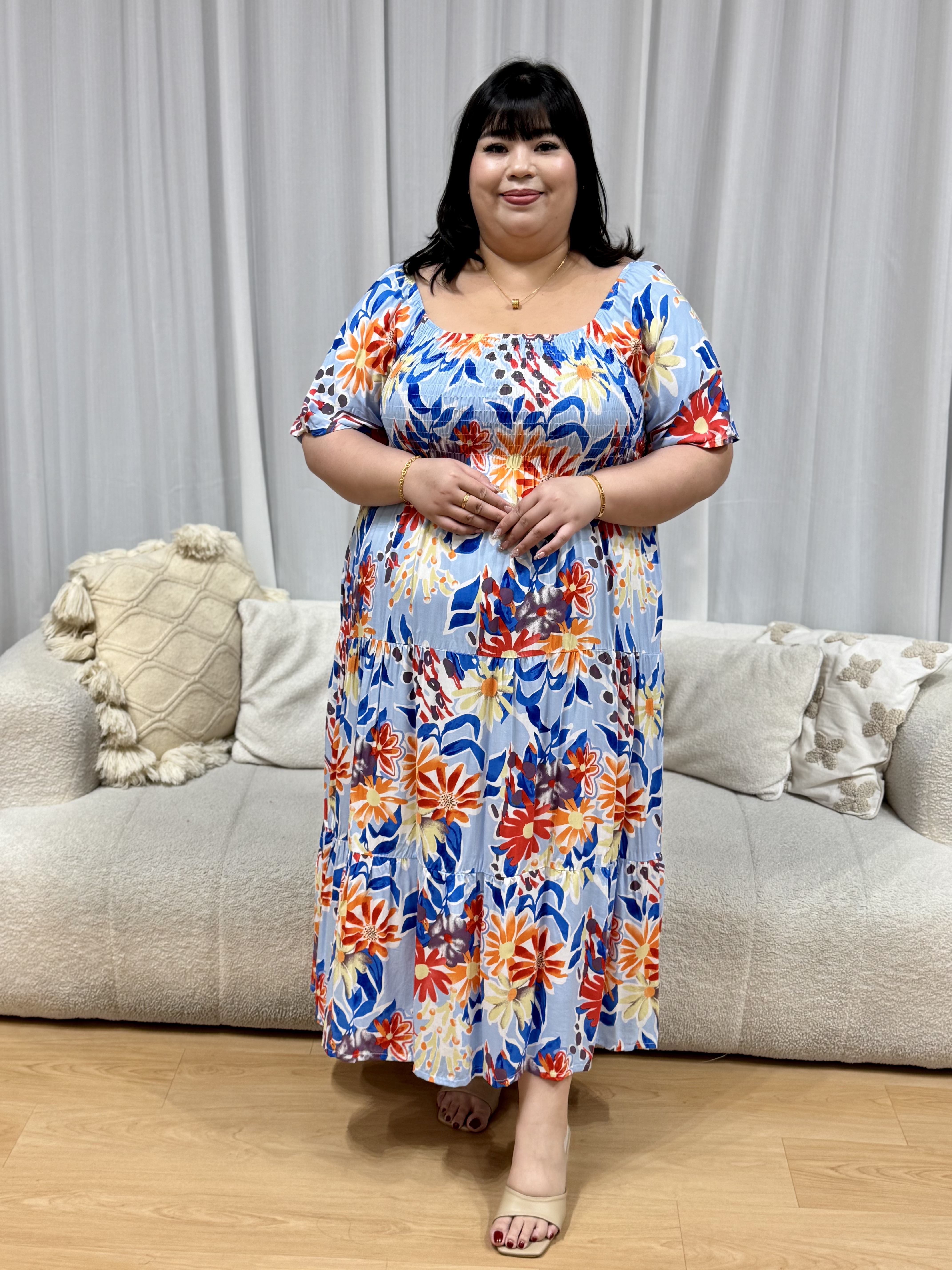 Hanna Hawaii Rayon Smock Maxi Dress | Plus Size Dress