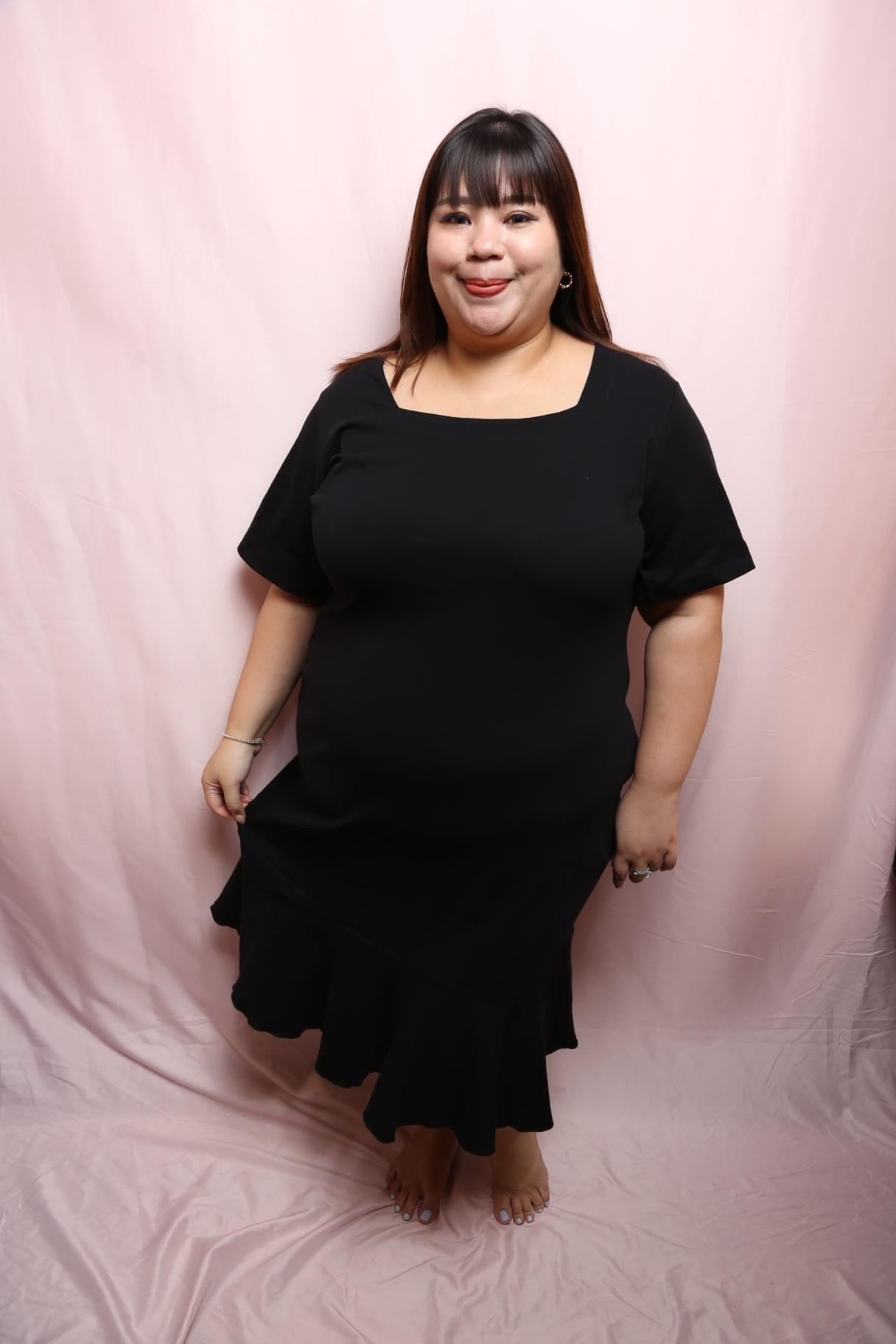 #4 Jamila Black Mermaid Cotton Dress | Plus Size Dress