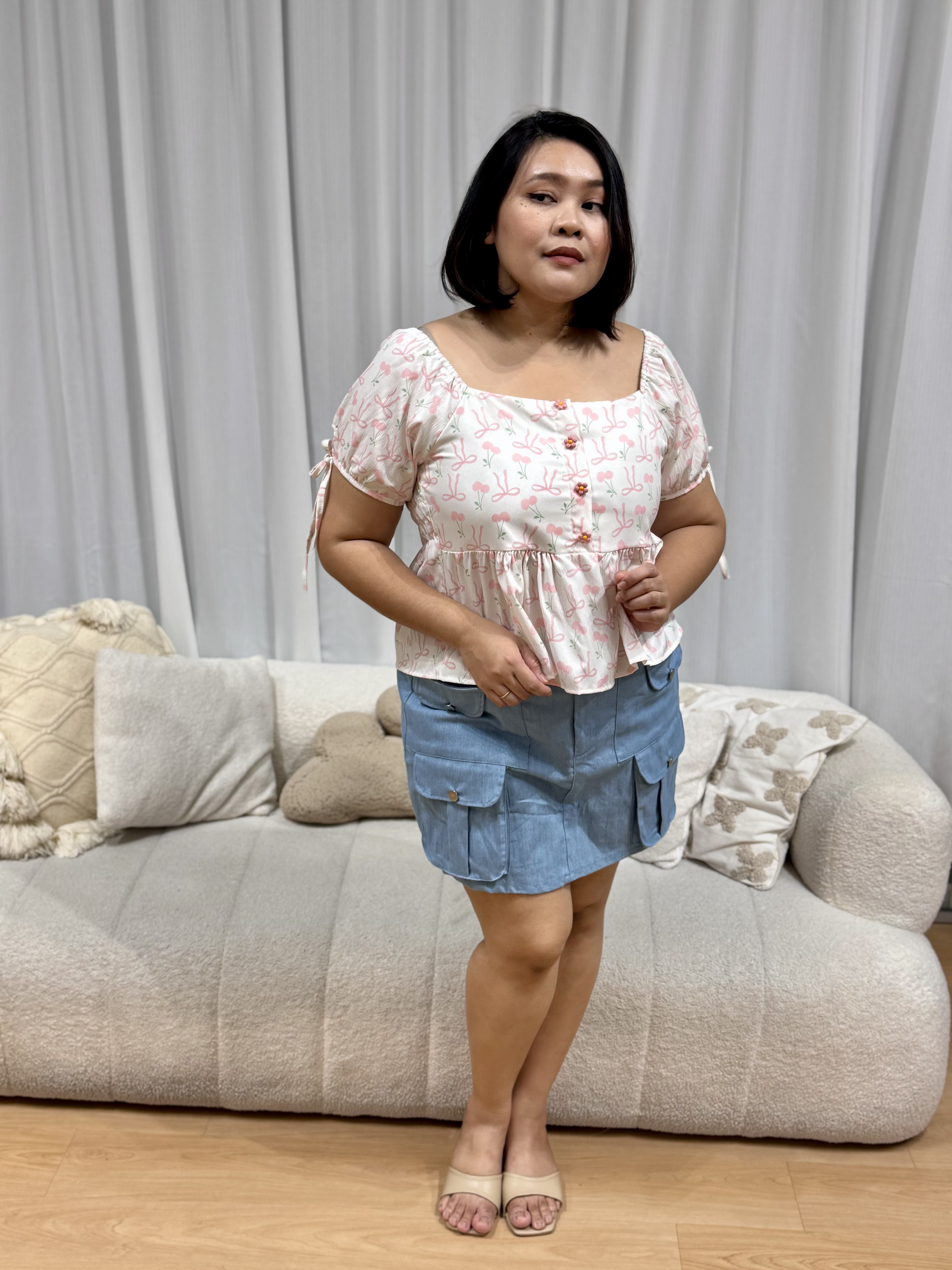 Tiara Duo Ribbon Cherry Top | Plus Size Top