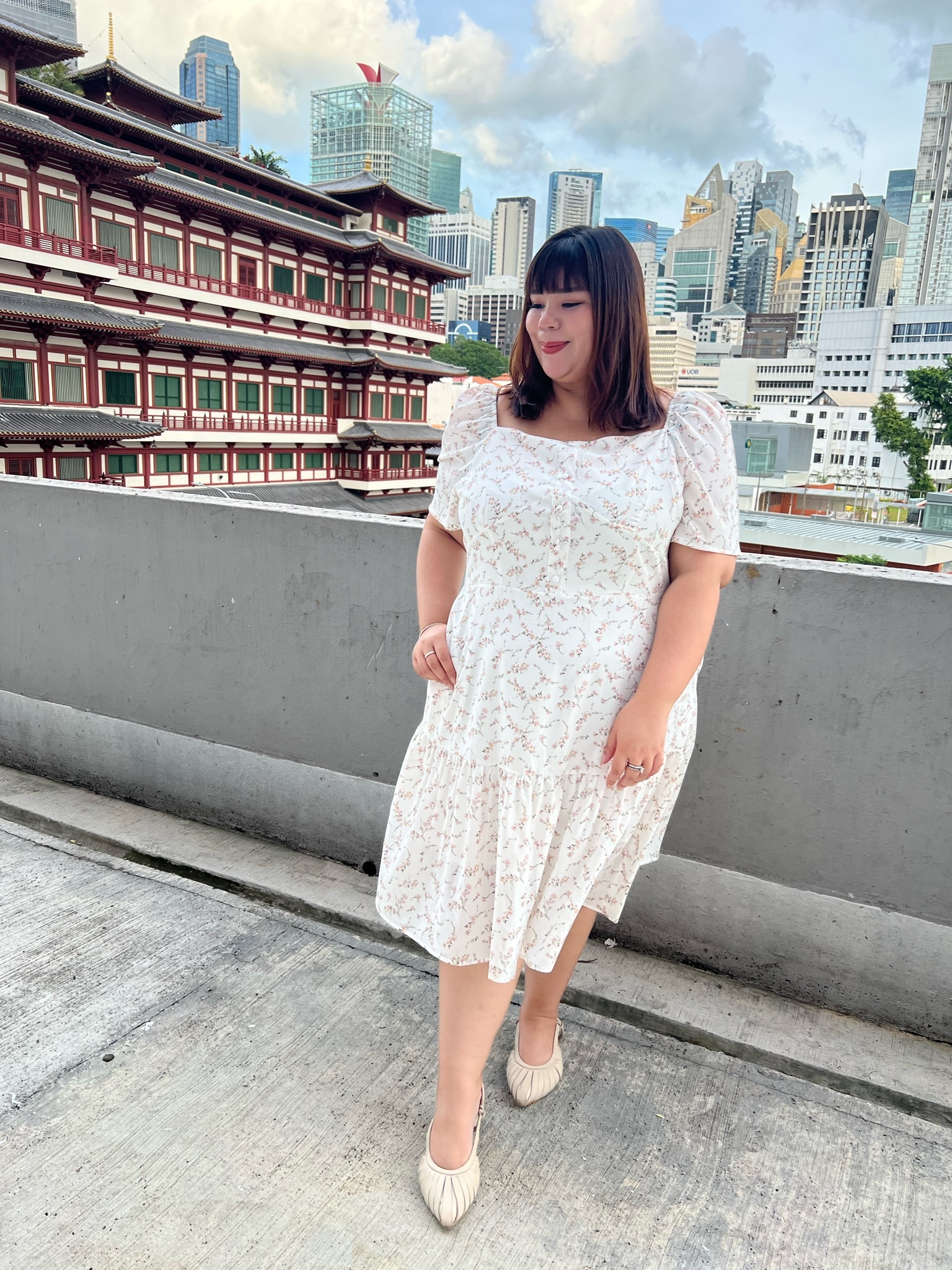 Love+ Georginia White Floral Dress | Plus Size Dress Singapore
