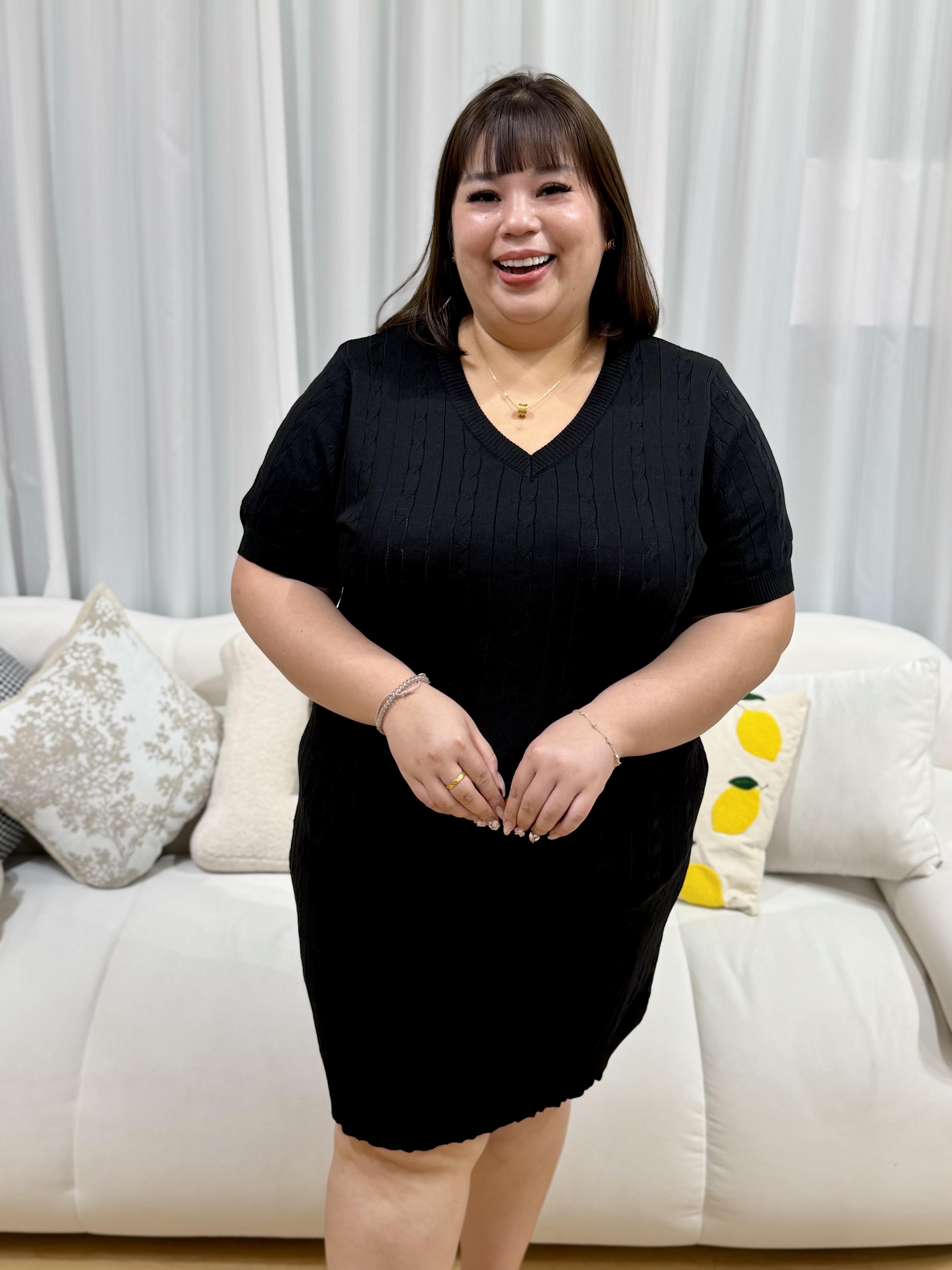 Jessie V-Neck Soft Knit Strippy Dress | Plus Size Top