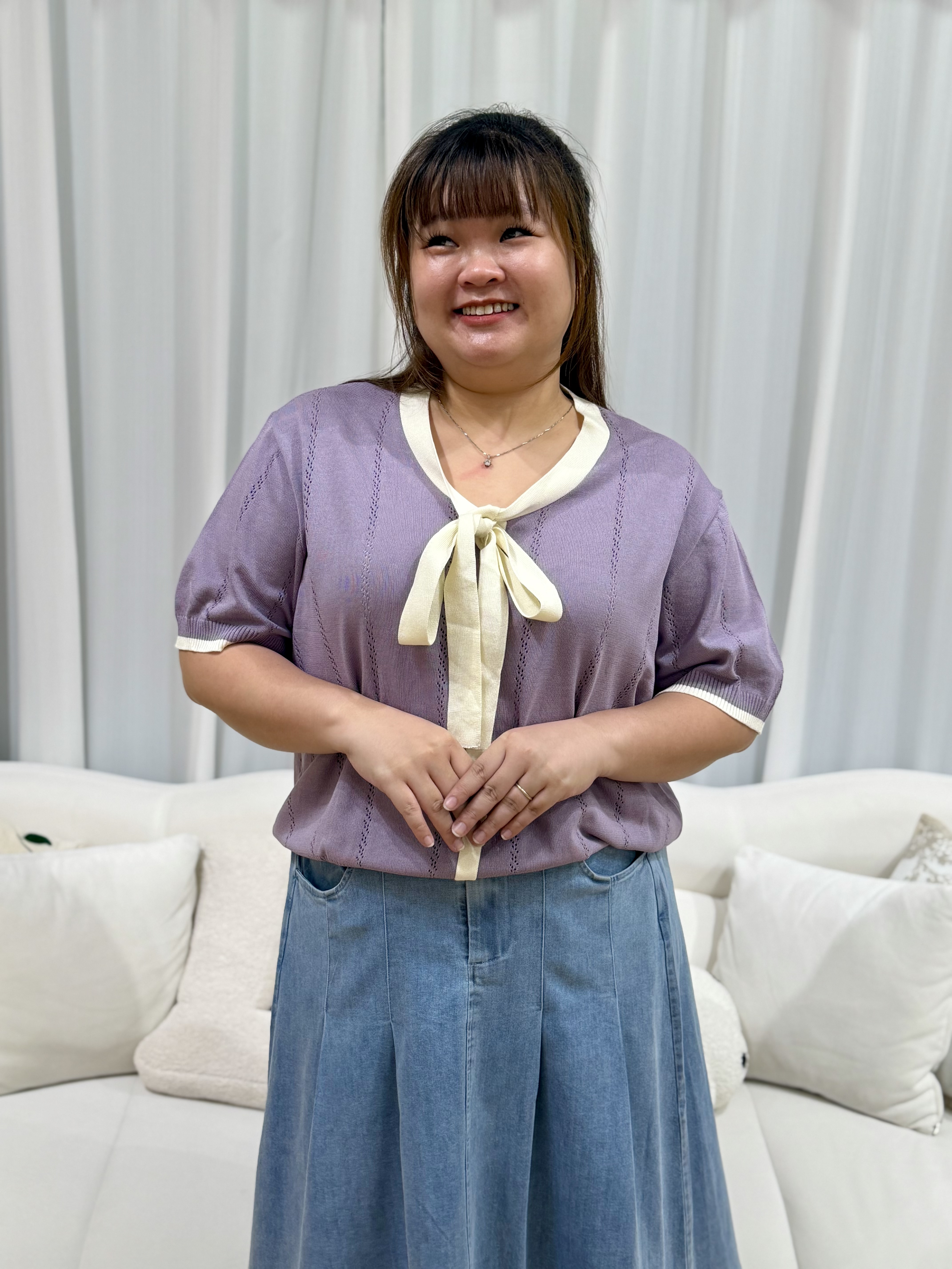 Na-Eun Ribbon Soft Knit Top | Plus Size Top