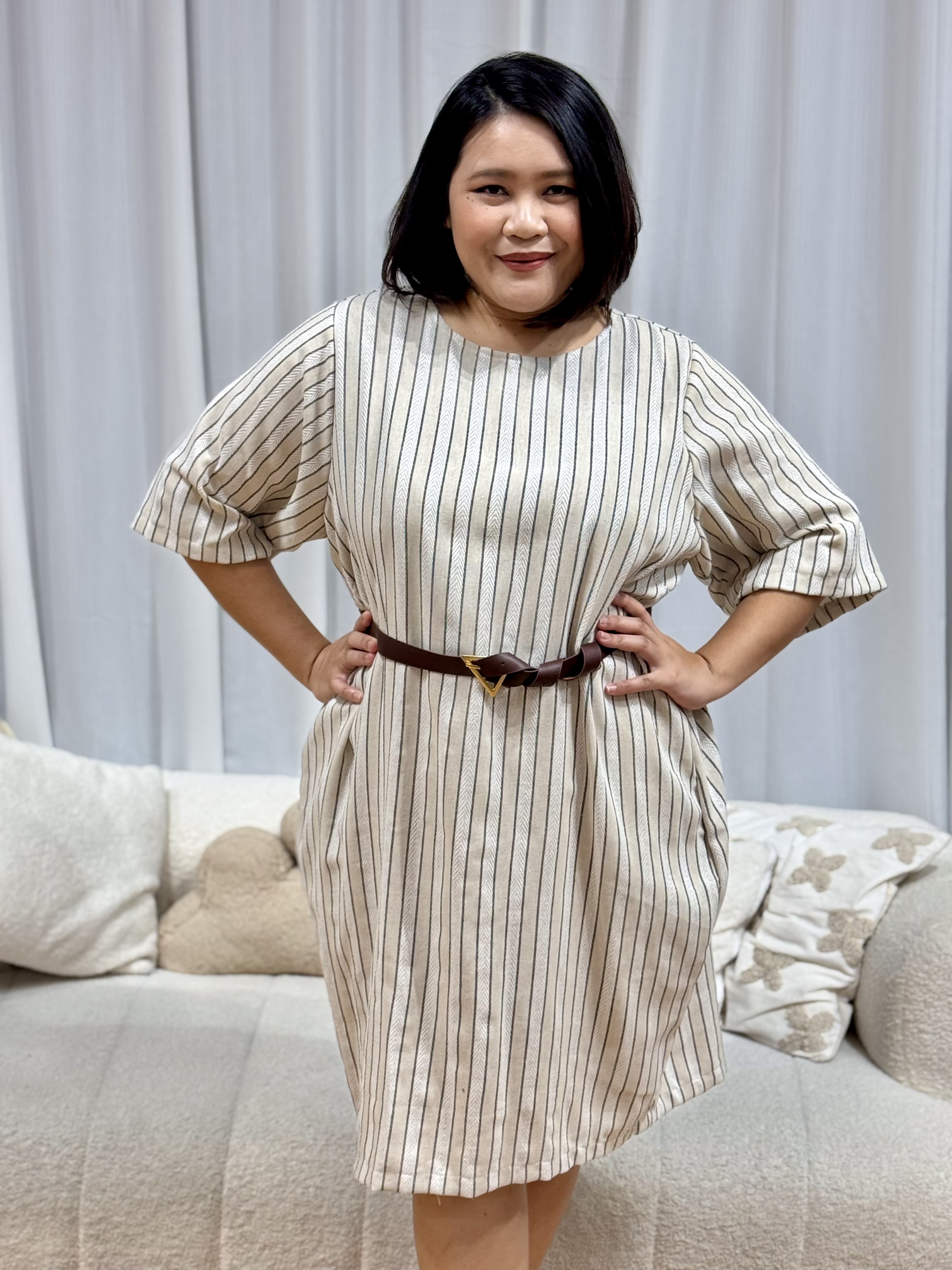 Berlina Beige Premium Dress |Plus Size Dress