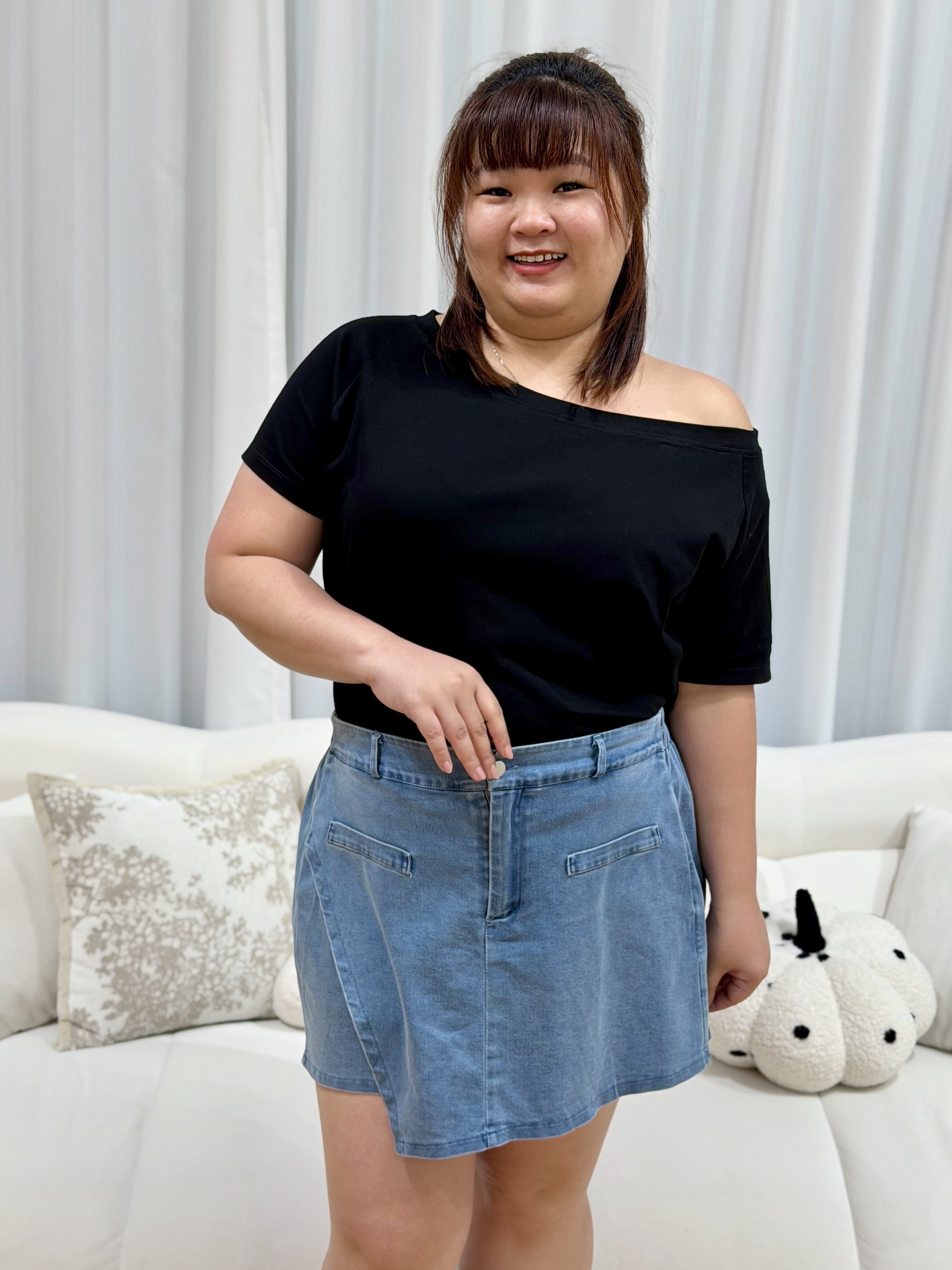 Love+ Luna Triangle CloudFit Jeans Skorts | Plus Size Skorts