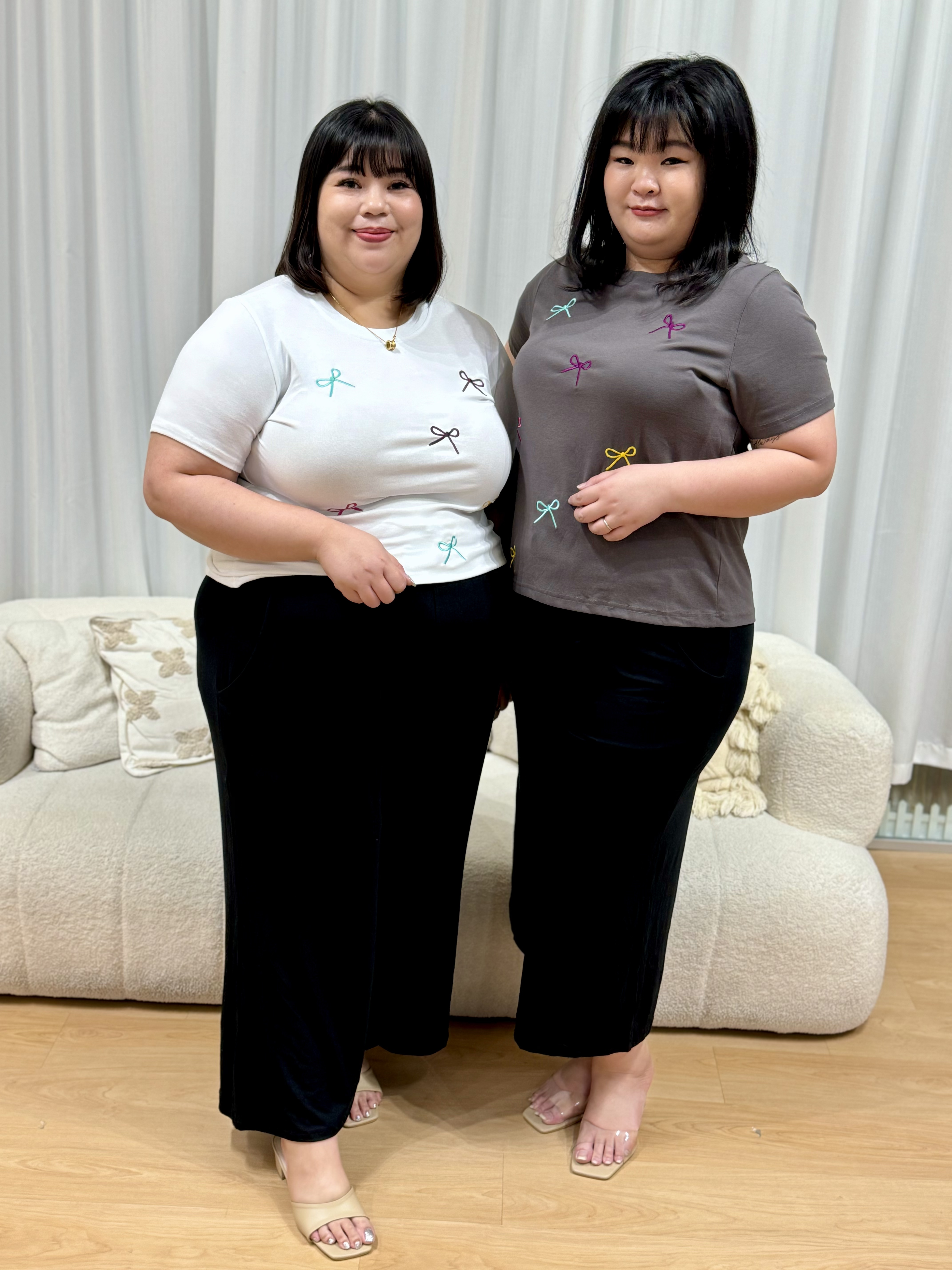 Korean Ribbon Embossed T-Shirt | Plus Size T-Shirt