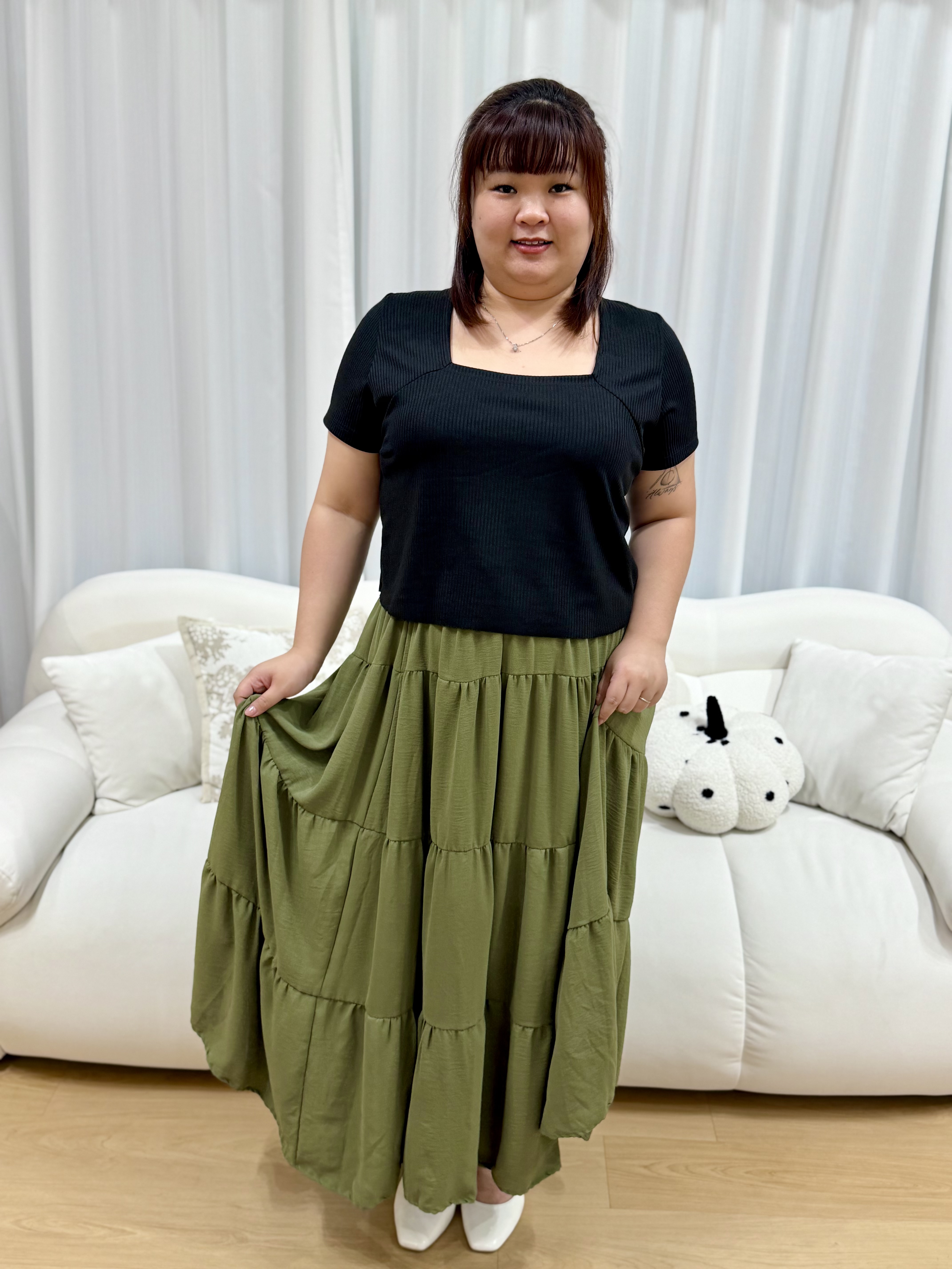 Jodie Flowy Tier Maxi Skirt | Plus Size Maxi Skirt