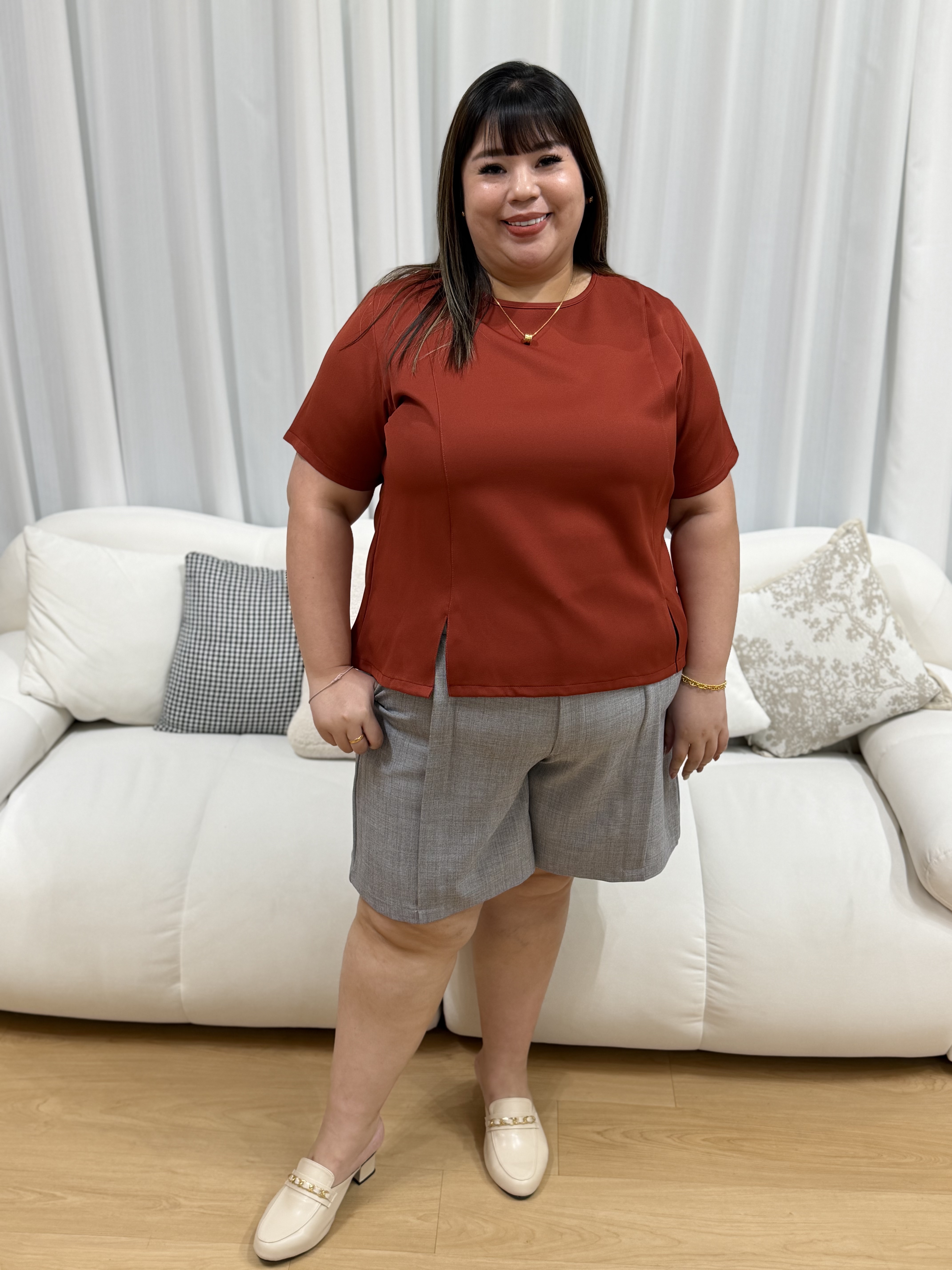 Love+ Poly Parellel Slit Top | Plus Size Top