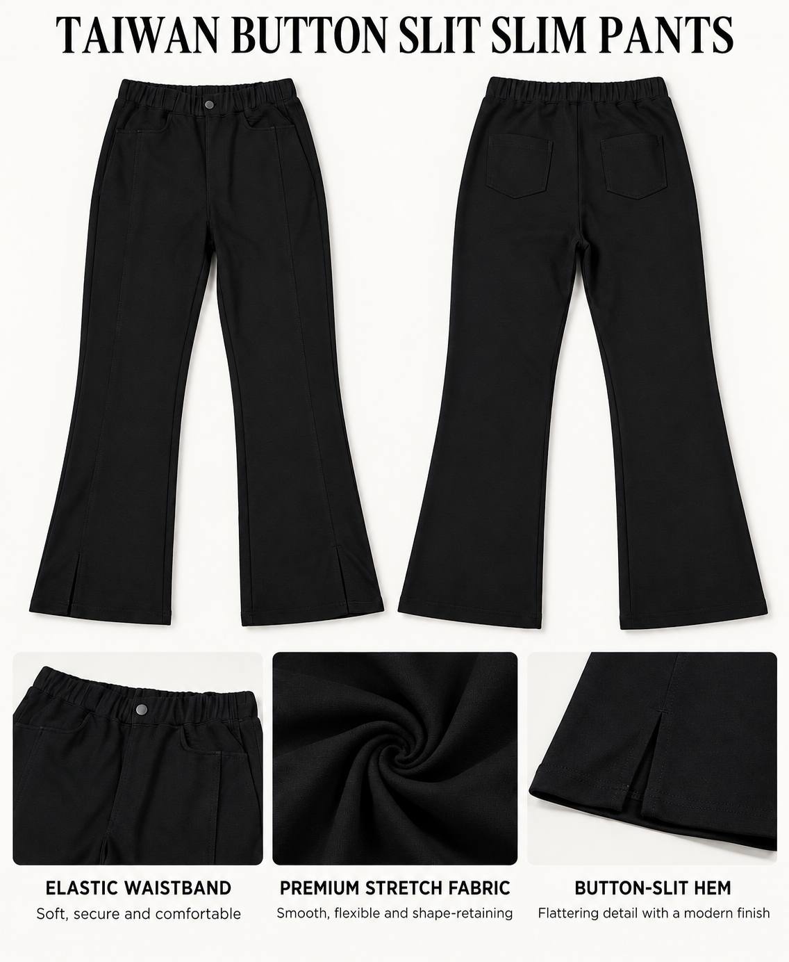 Luna Button Super Slim Fit Japan Cotton Slit Pants | Plus Size Pants