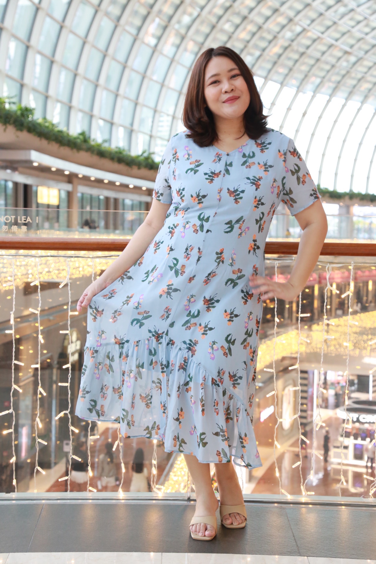 Love+ Alynna Chiffon Light Blue Floral Dress | Plus Size Dress