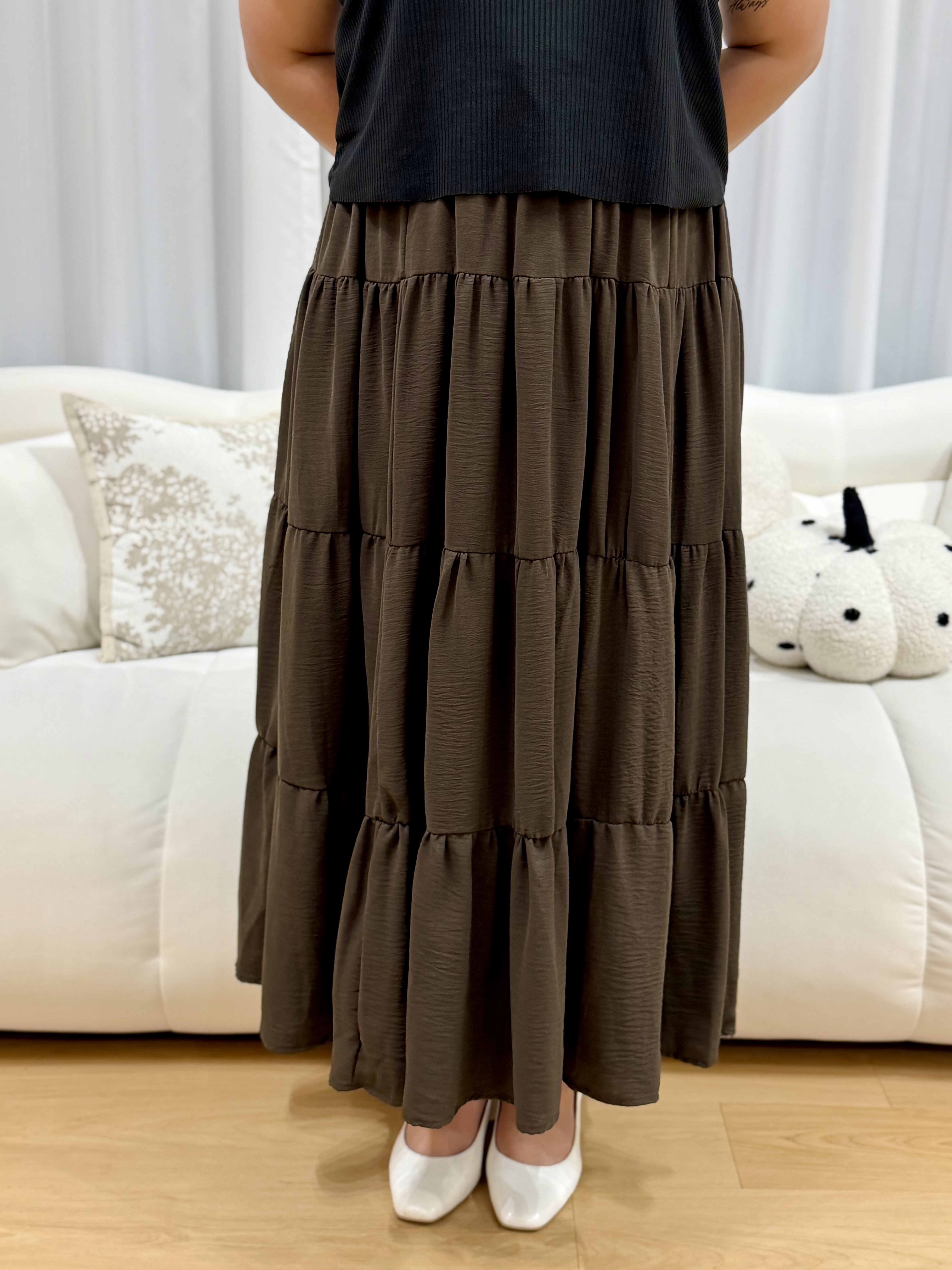 Jodie Flowy Tier Maxi Skirt | Plus Size Maxi Skirt