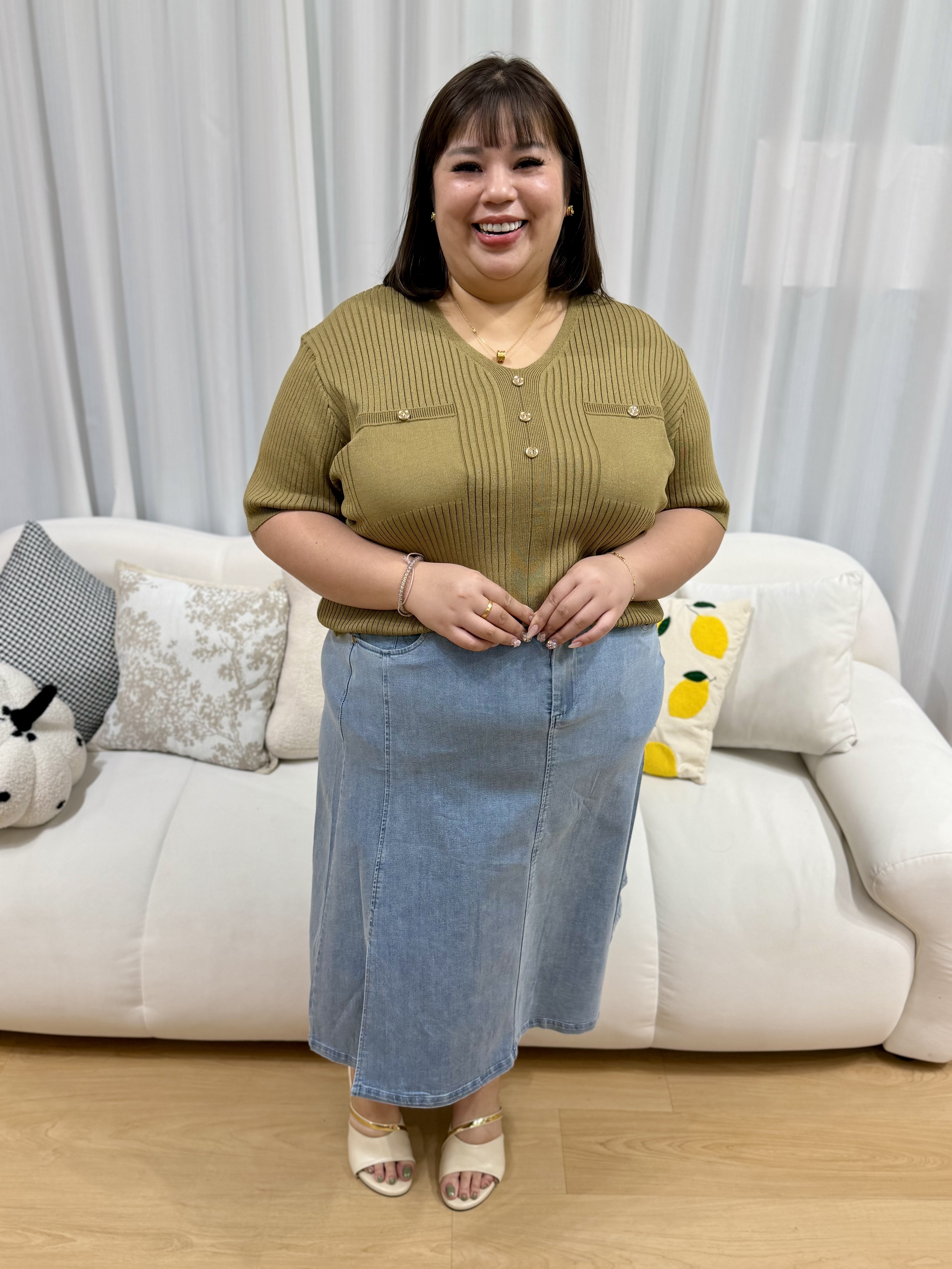 Love+ Tania Slit Denim Skirt #1860 | Plus Size Skirt