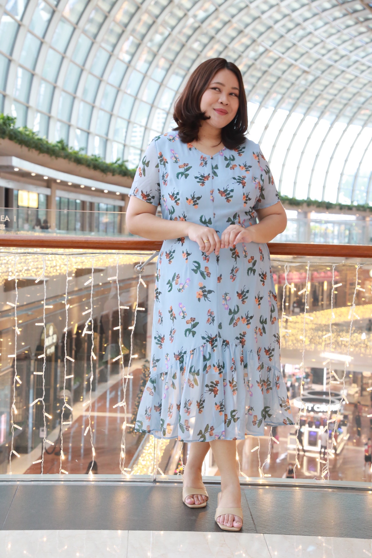 Love+ Alynna Chiffon Light Blue Floral Dress | Plus Size Dress