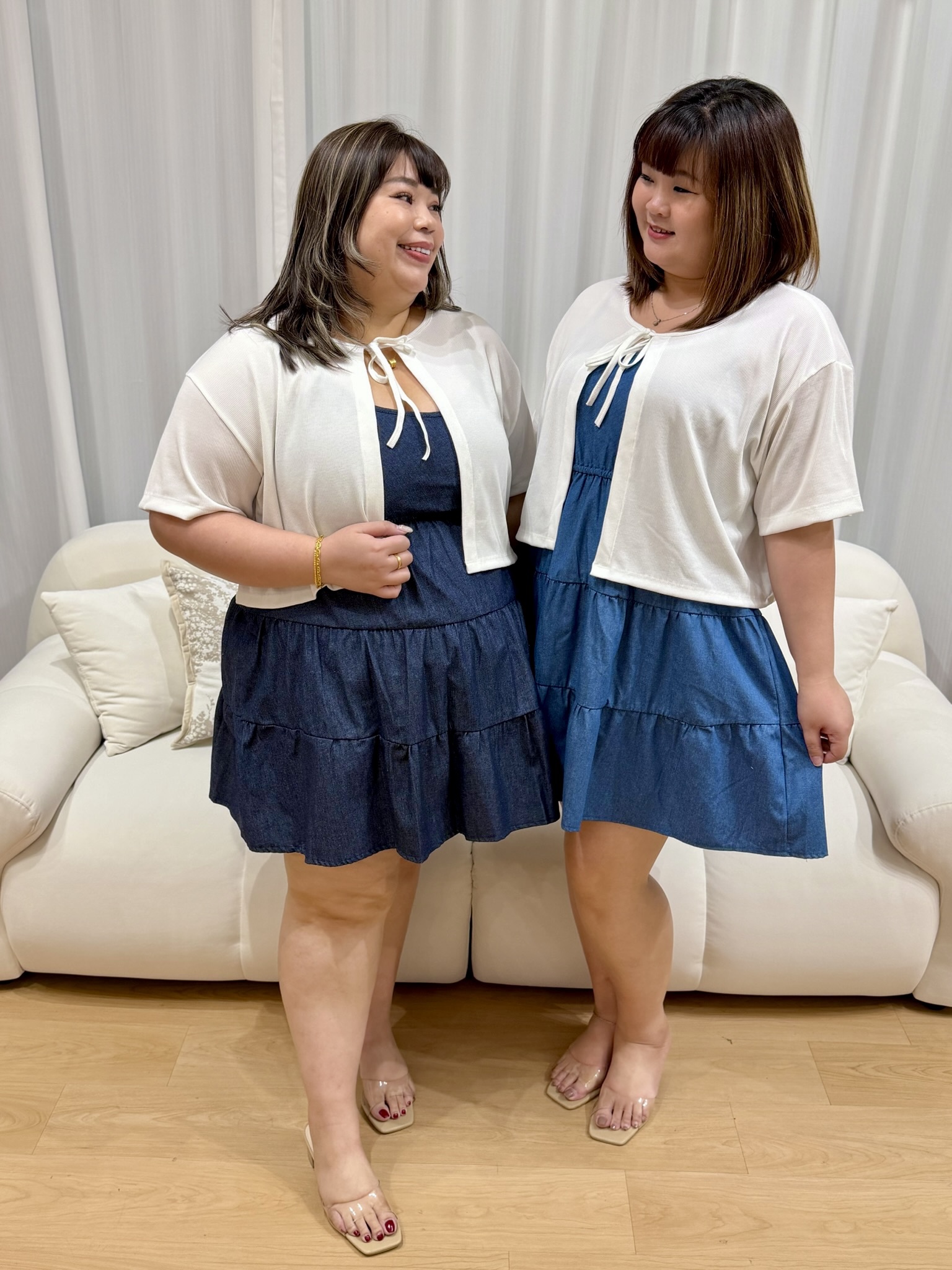 Tomika White Denim Dress Set | Plus Size