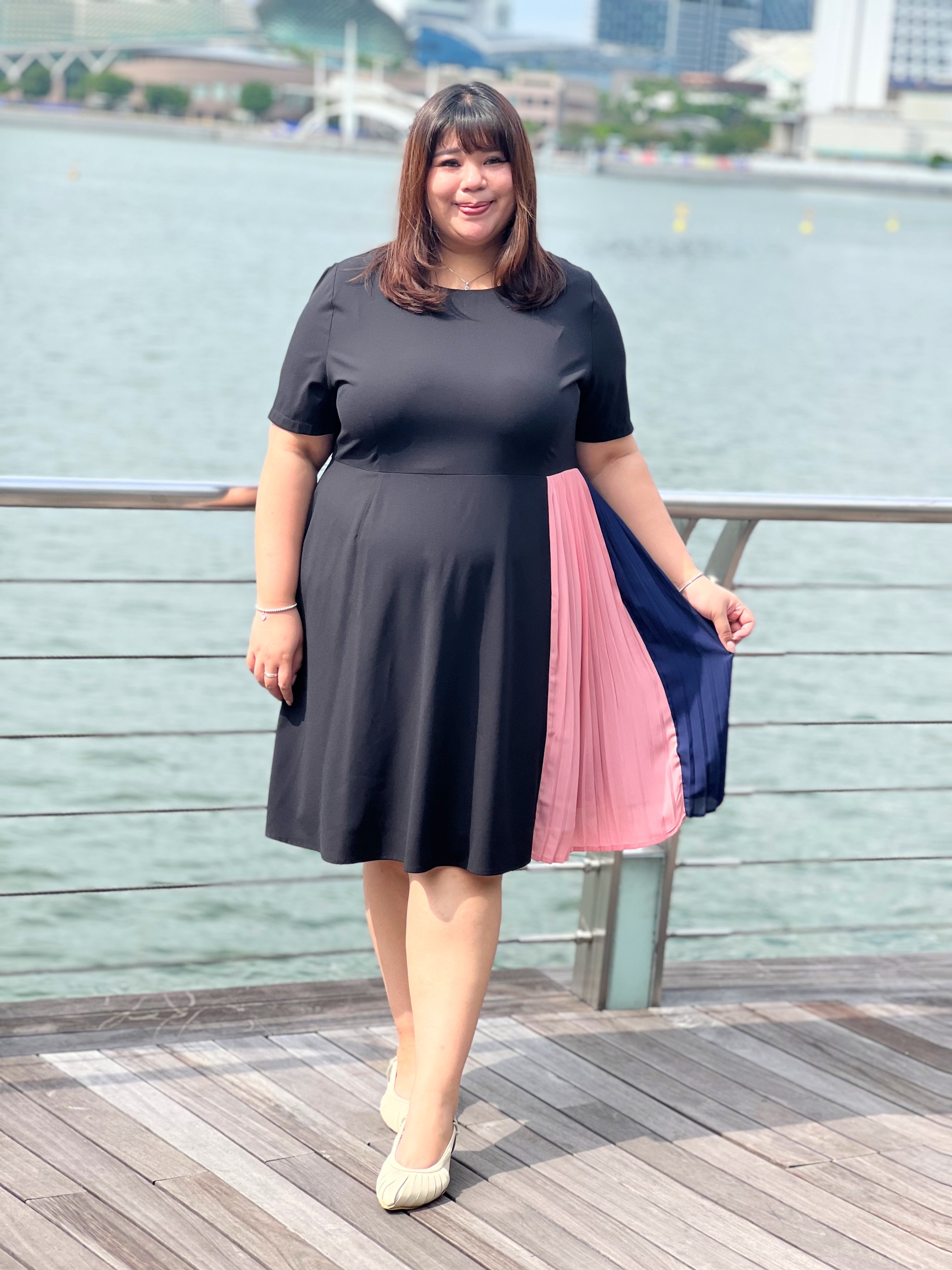 Love+ Black Laurel Pleats Dress | Plus Size Dress Singapore
