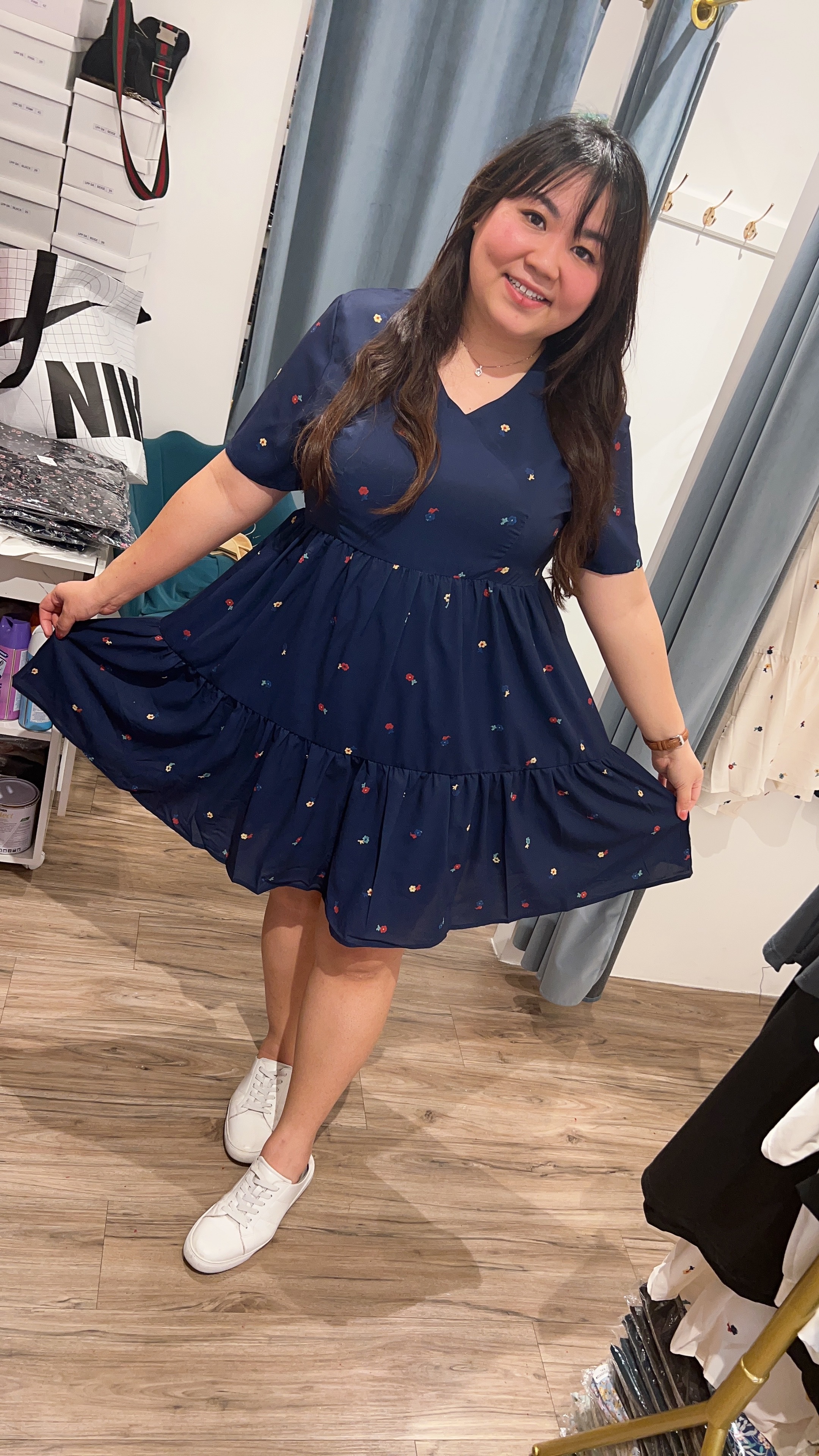 Love+ Alexia Navy Floral Babydoll Dress| Plus Size Dress