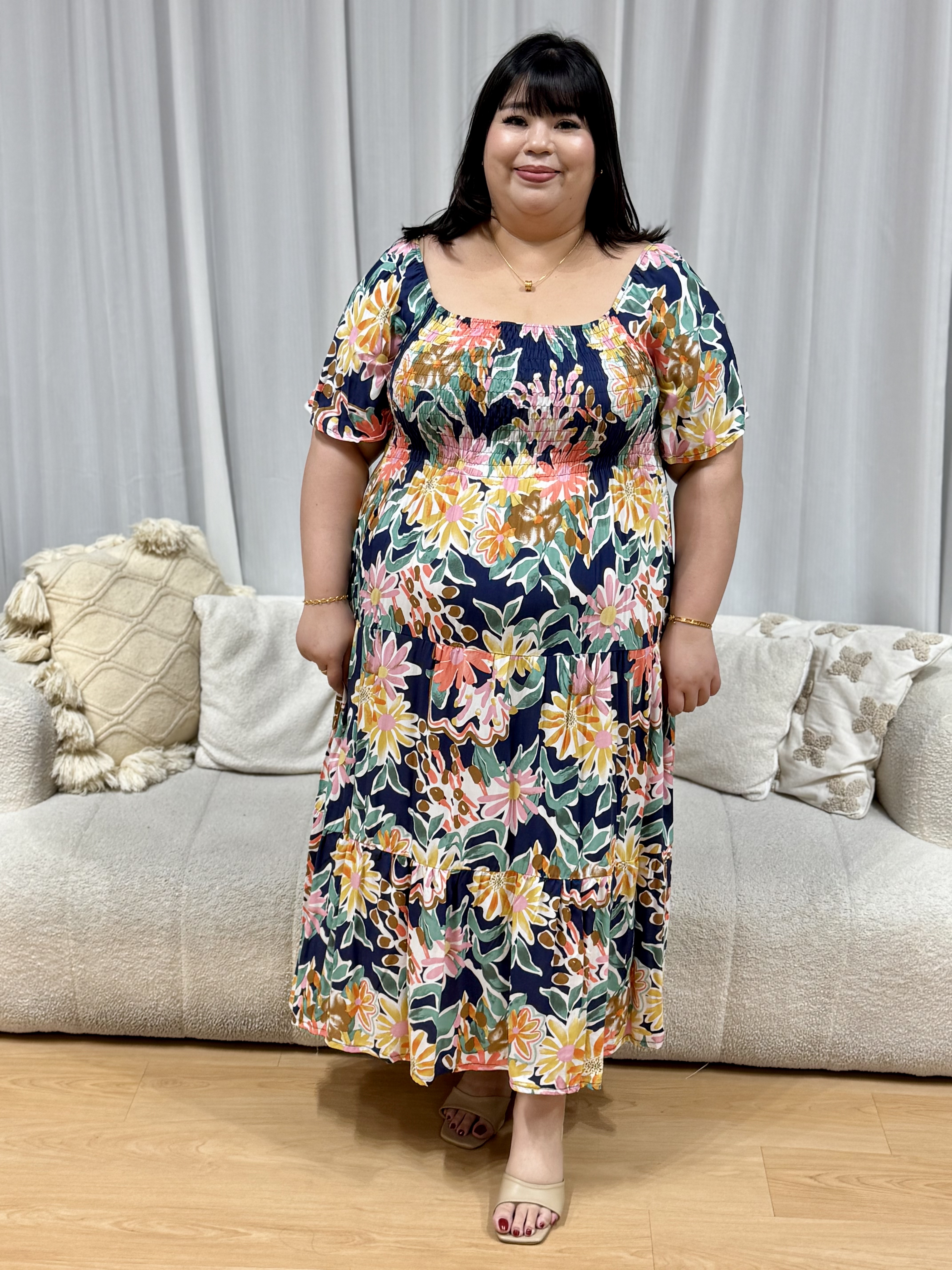 Hanna Hawaii Rayon Smock Maxi Dress | Plus Size Dress