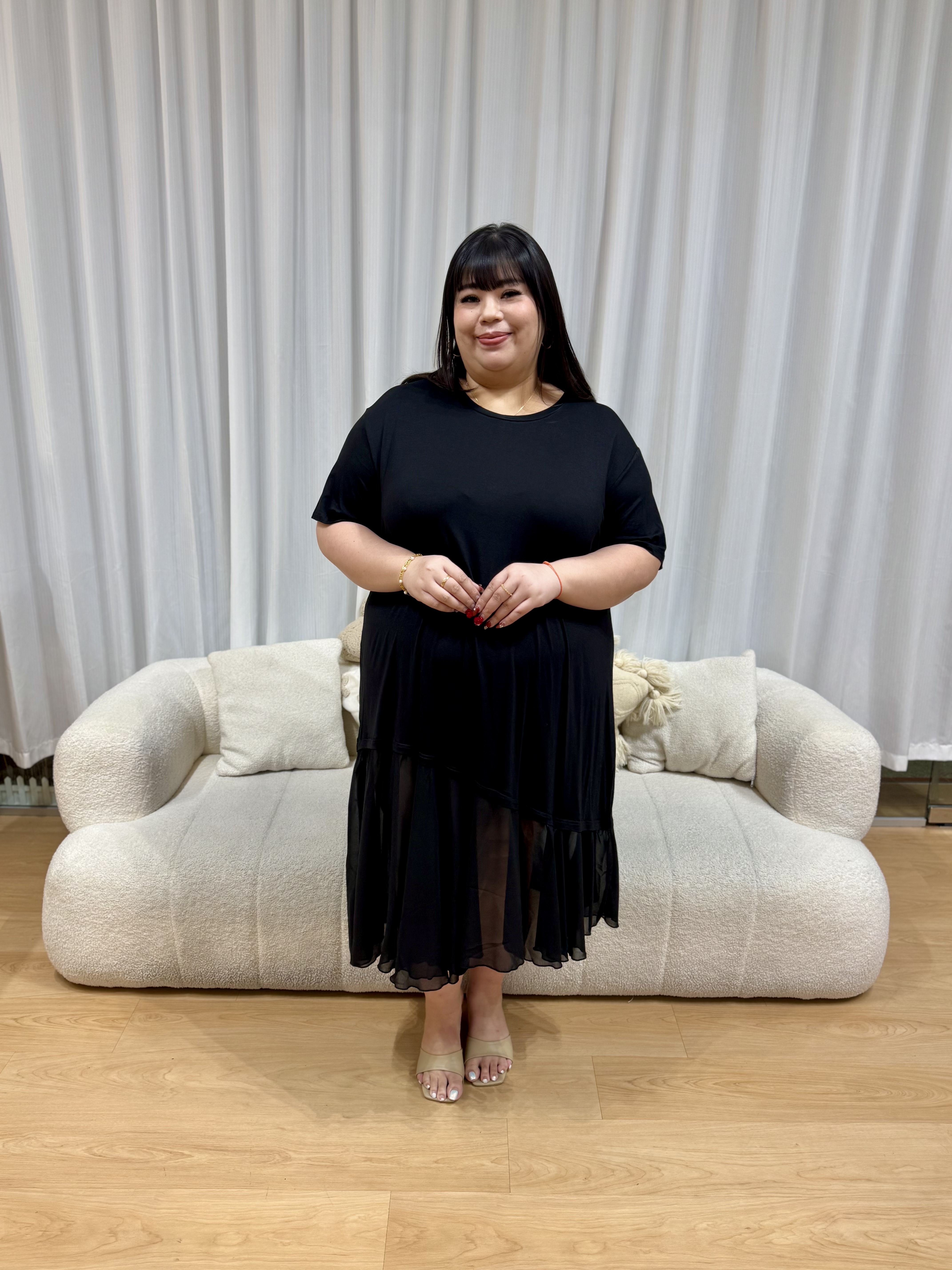 Love+ Jessie Plain BK Chiffon Dress | Plus Size Dress